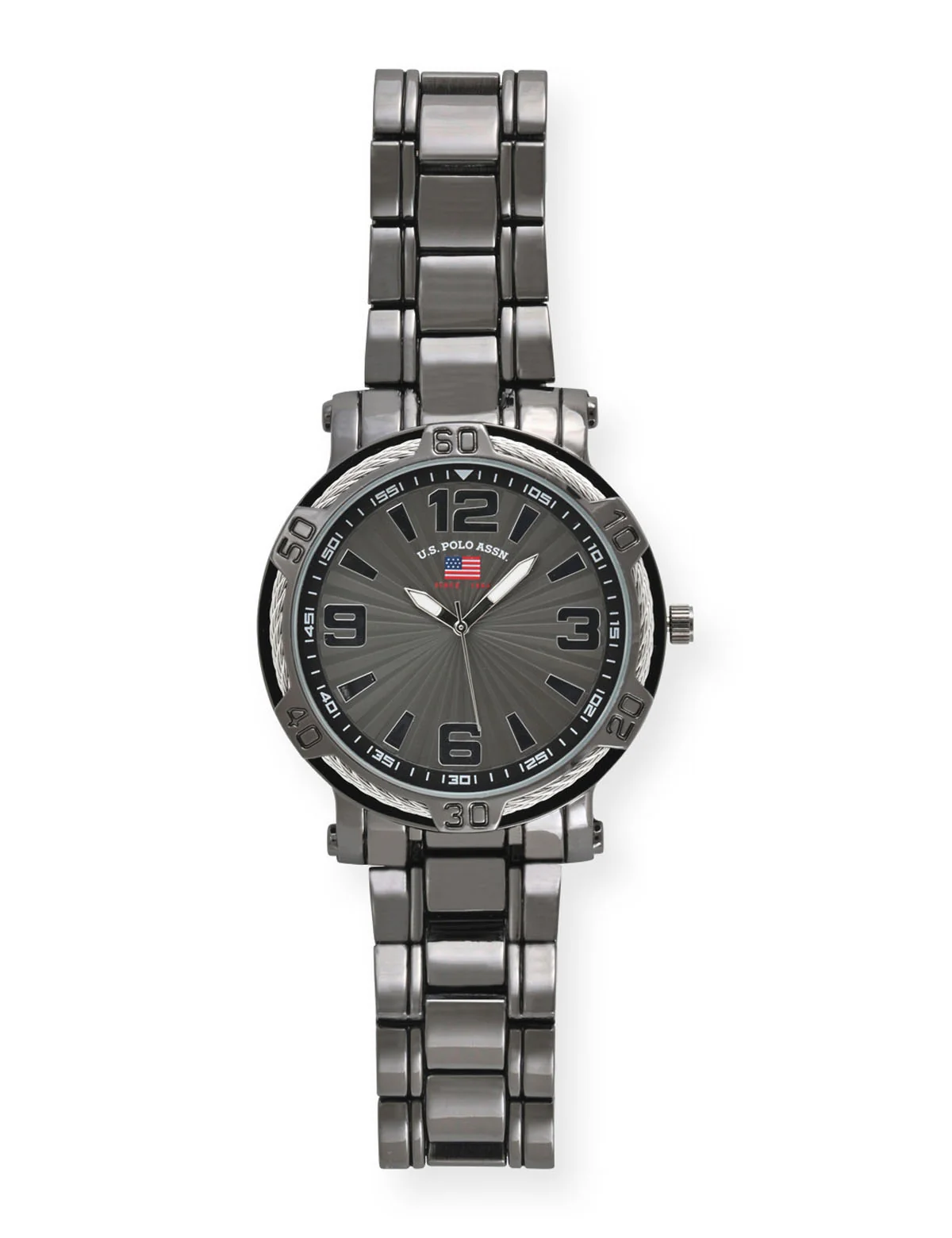 MEN'S BLACK BRACELET WATCH W ROPE BEZEL DETAIL - Image 3