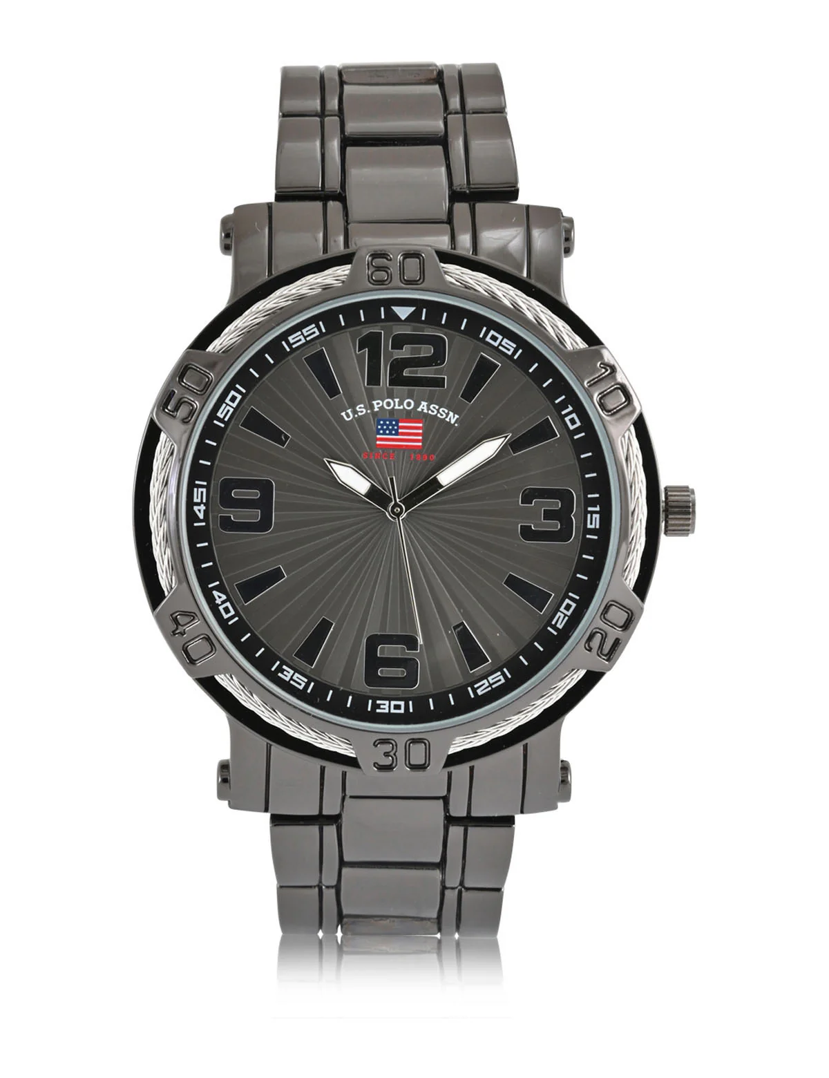 MEN'S BLACK BRACELET WATCH W ROPE BEZEL DETAIL - Image 5