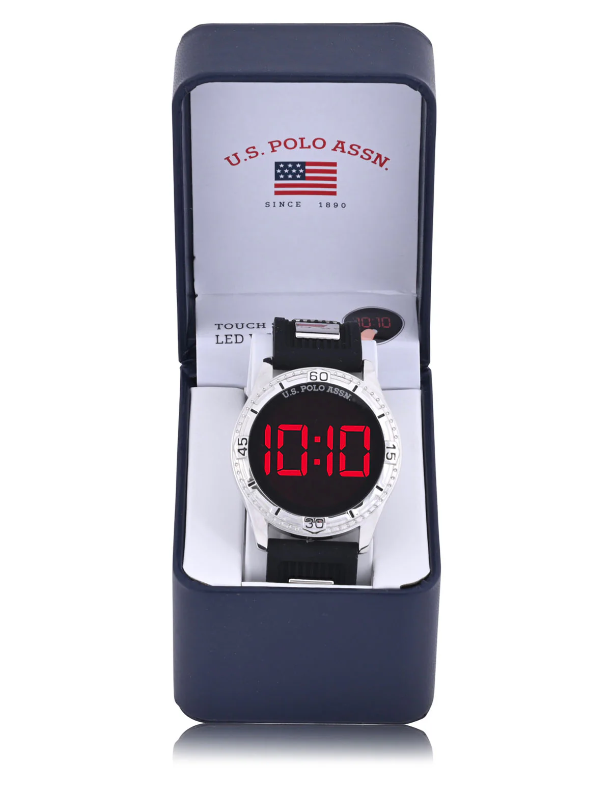MEN'S BLACK RUBBER AND SILVER LINK LED WATCH - Image 2