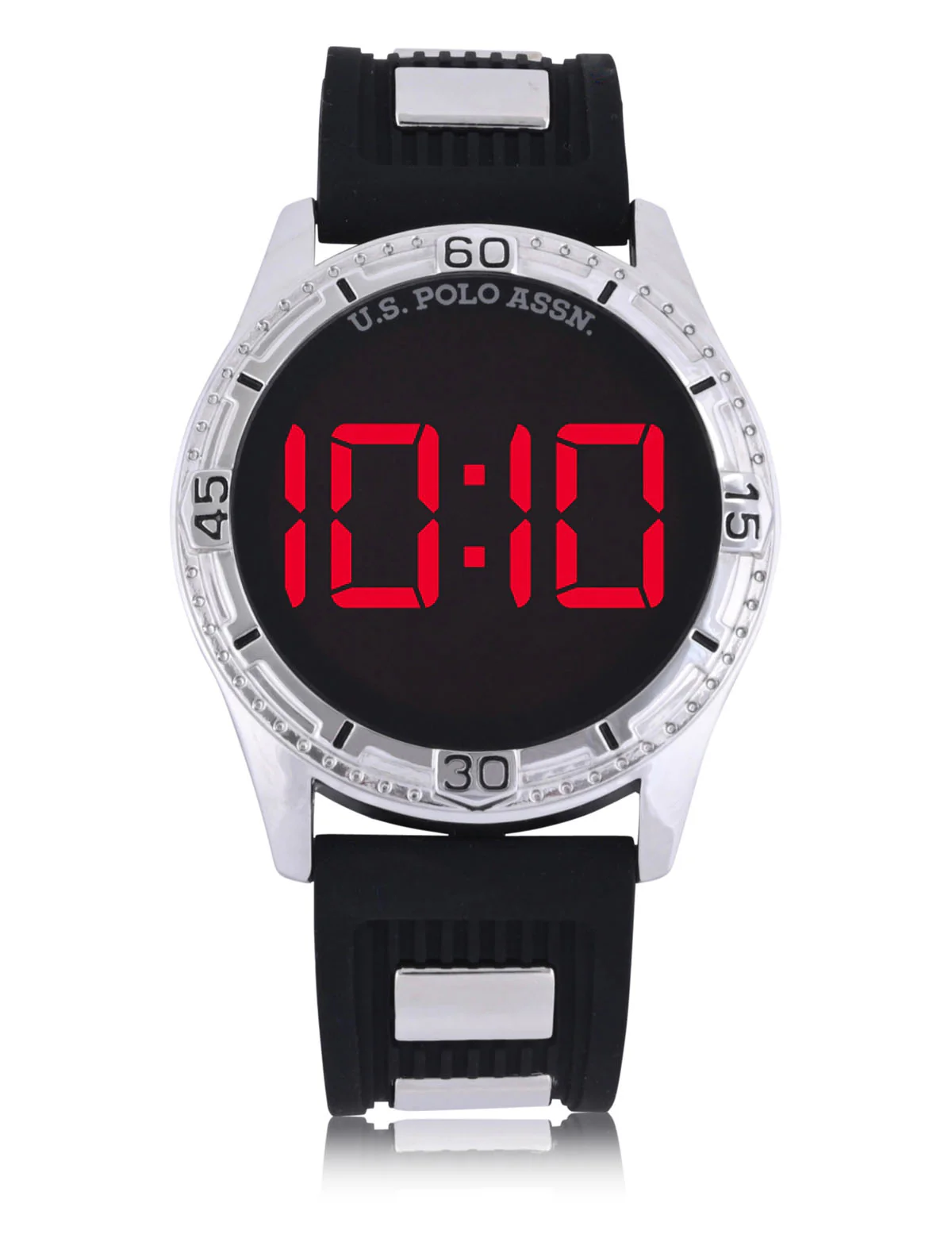MEN'S BLACK RUBBER AND SILVER LINK LED WATCH - Image 4