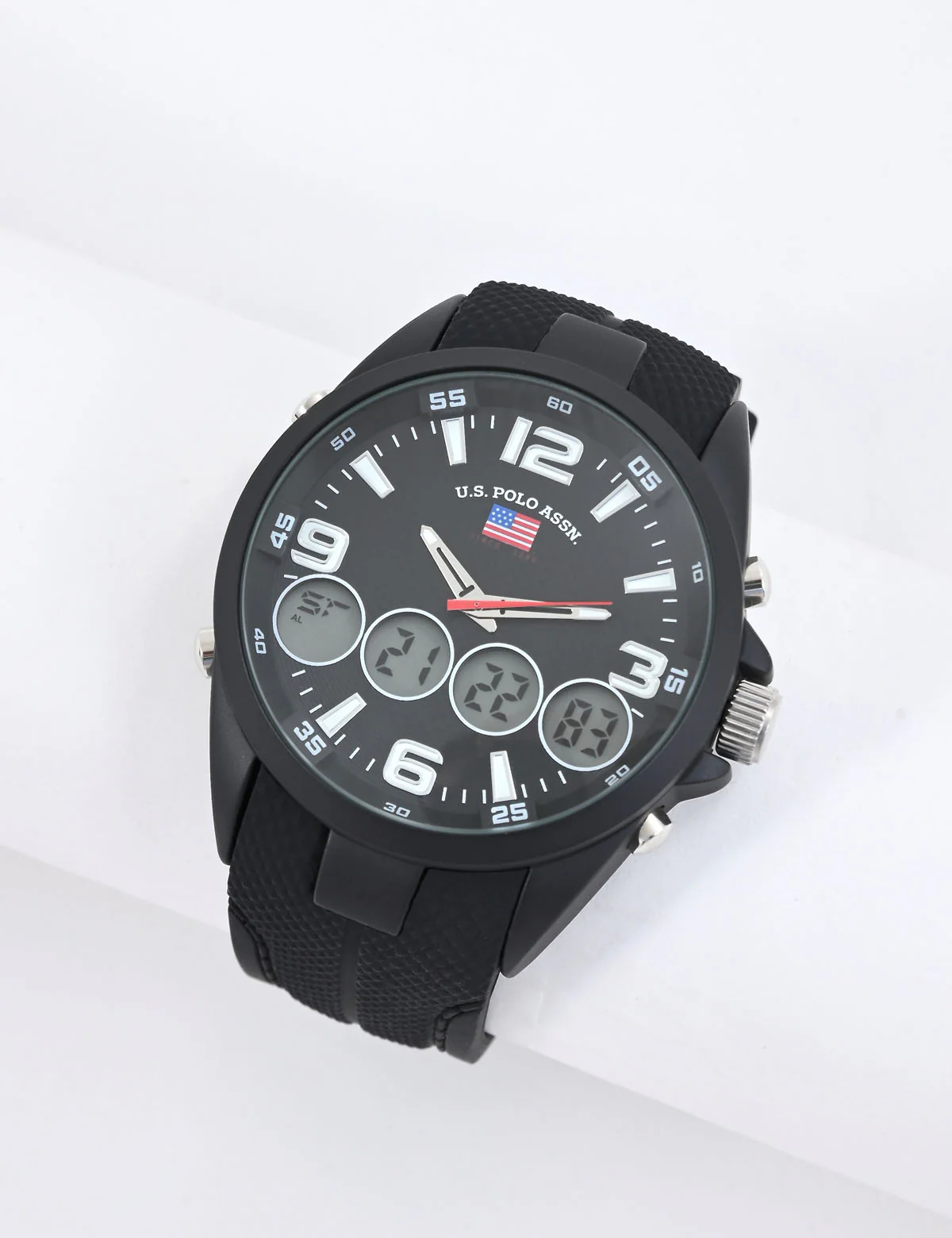 MEN'S BLACK STRAP ANA DIGI SPORTS WATCH