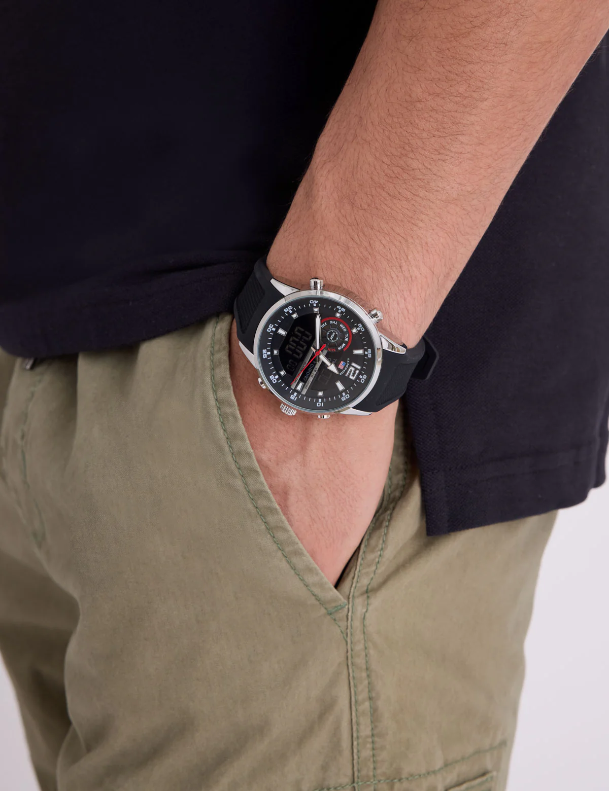 MENS BLACK STRAP ANADIGI WATCH