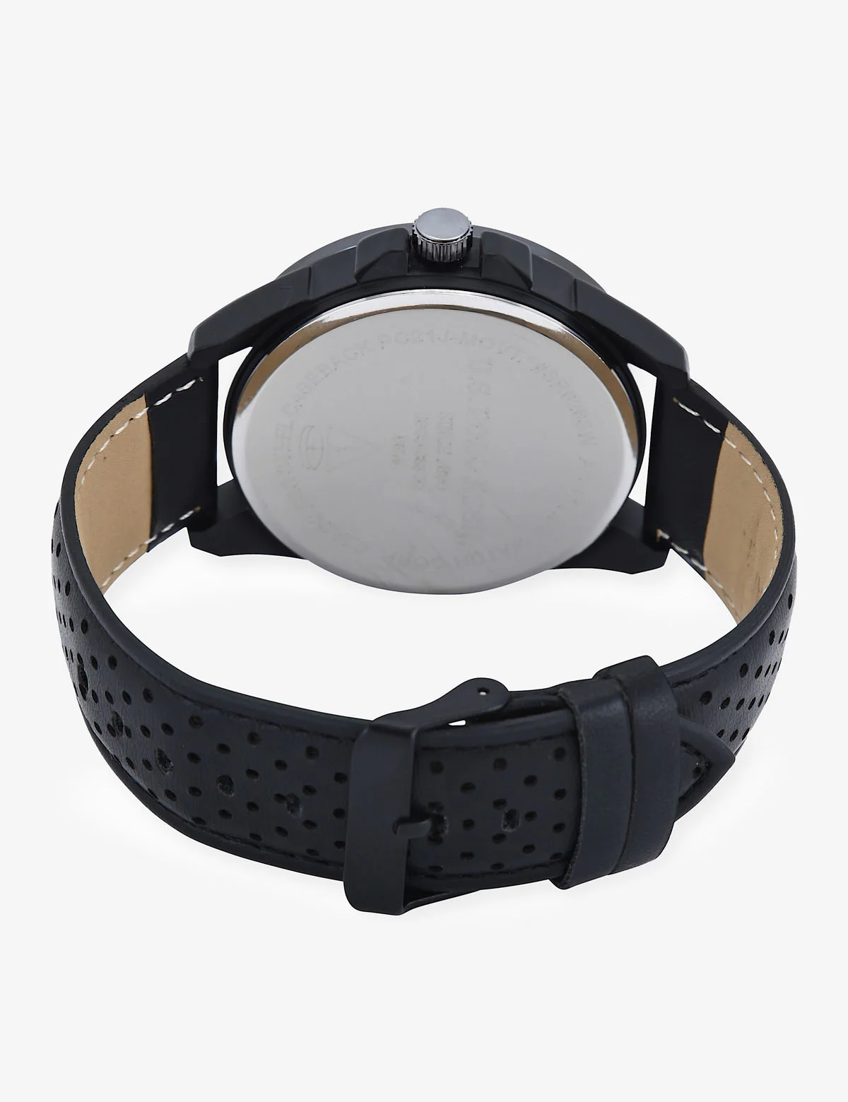 MENS BLACK STRAP GREEN FACE WATCH - Image 4