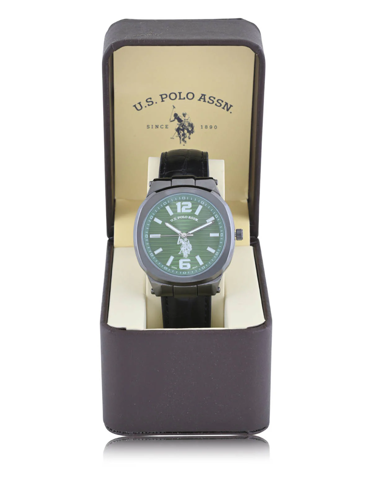 MEN'S BLACK STRAP WITH GREEN DIAL ANALOG WATCH - Image 2