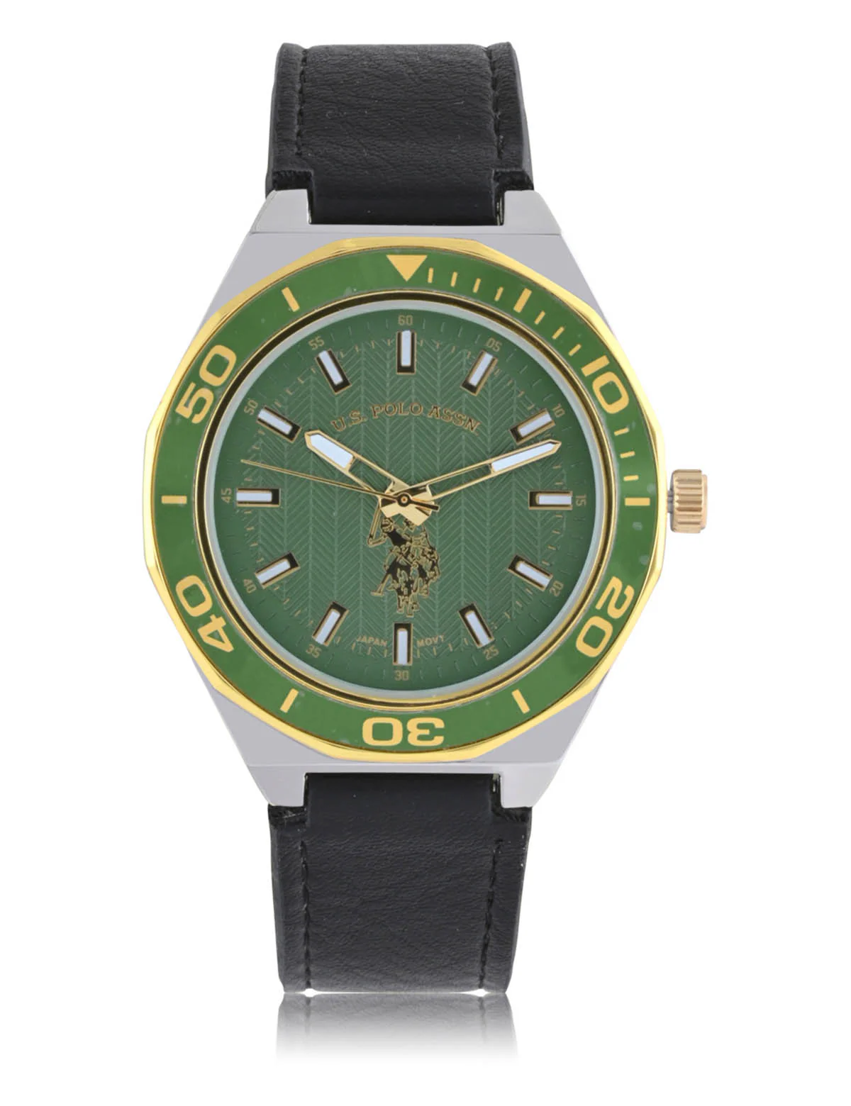 MEN'S BLACK STRAP WITH GREEN DIAL ANALOG WATCH - Image 3