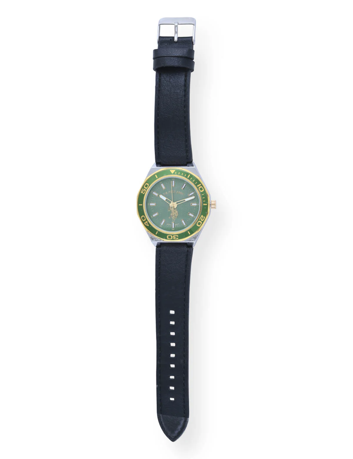 MEN'S BLACK STRAP WITH GREEN DIAL ANALOG WATCH - Image 4
