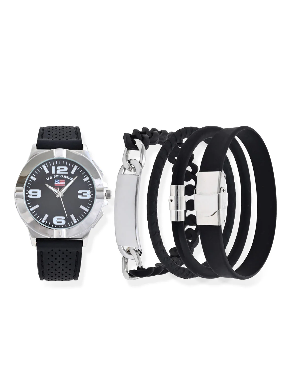 MEN'S BLACK WATCH AND STACKABLE BRACELETS SET - Image 4