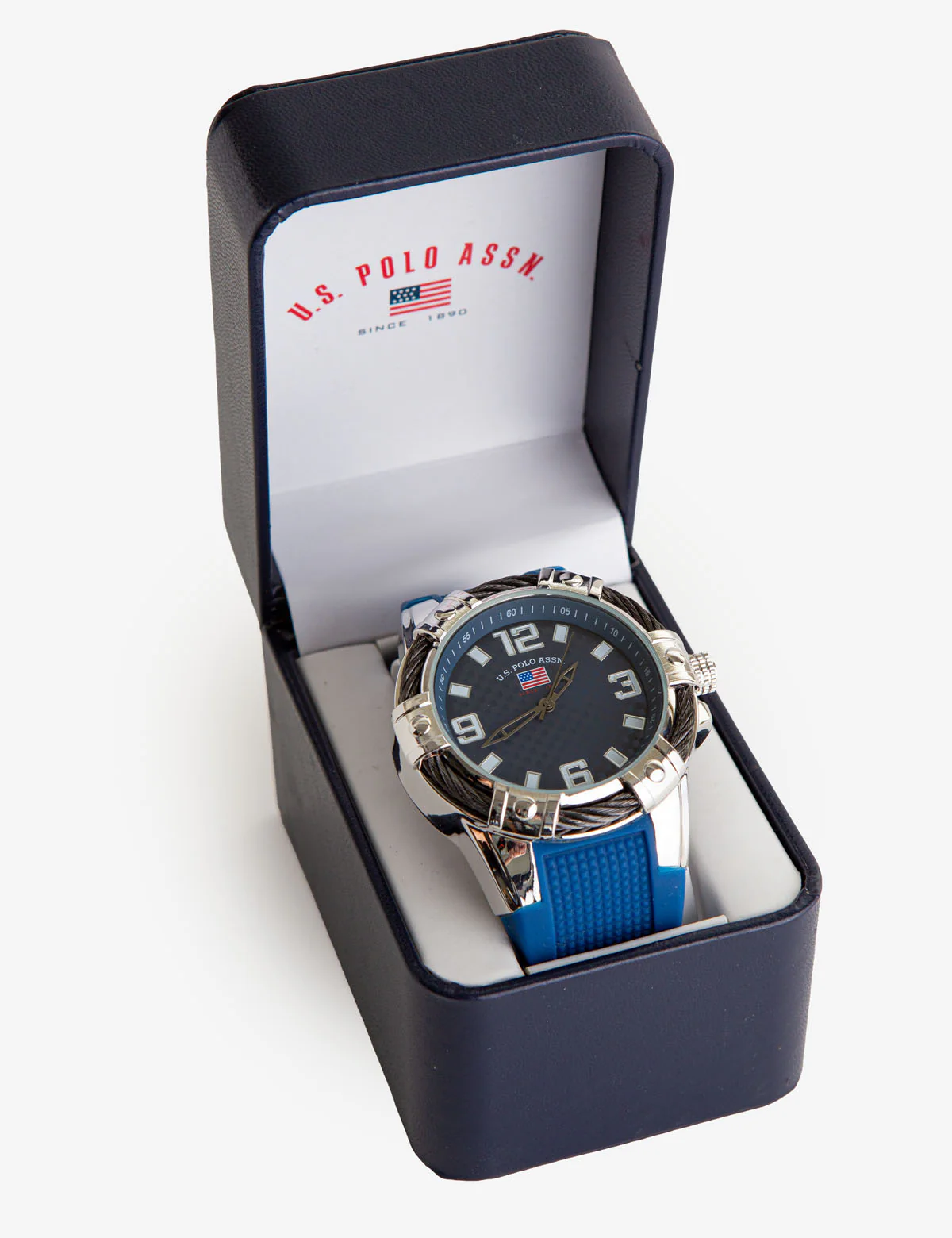 MEN'S BLUE RUBBER STRAP WATCH WITH ROPE BEZEL - Image 2