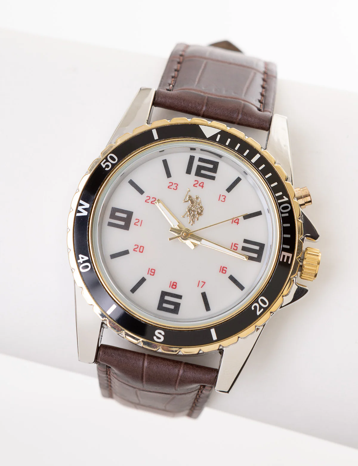 MEN'S BROWN CROCODILE STRAP WITH SPORT BEZEL WATCH