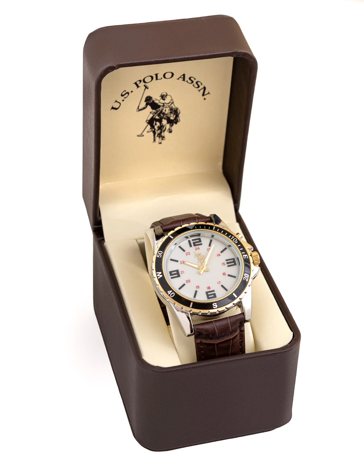 MEN'S BROWN CROCODILE STRAP WITH SPORT BEZEL WATCH - Image 2