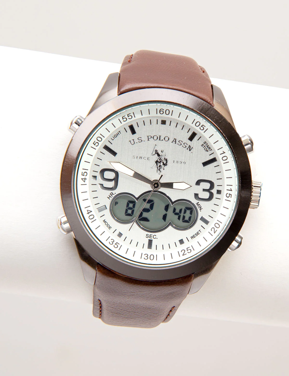MEN'S BROWN STRAP ANA DIGI WATCH