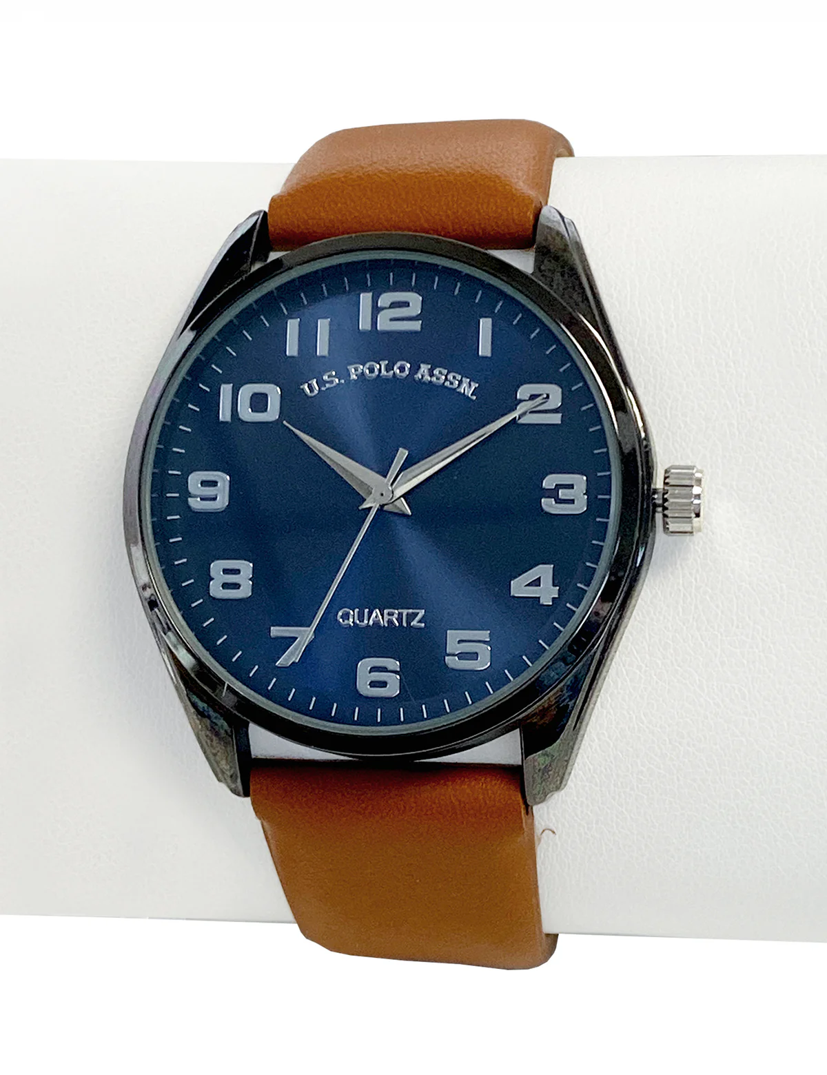 MENS BROWN STRAP WATCH WITH NAVY FACE
