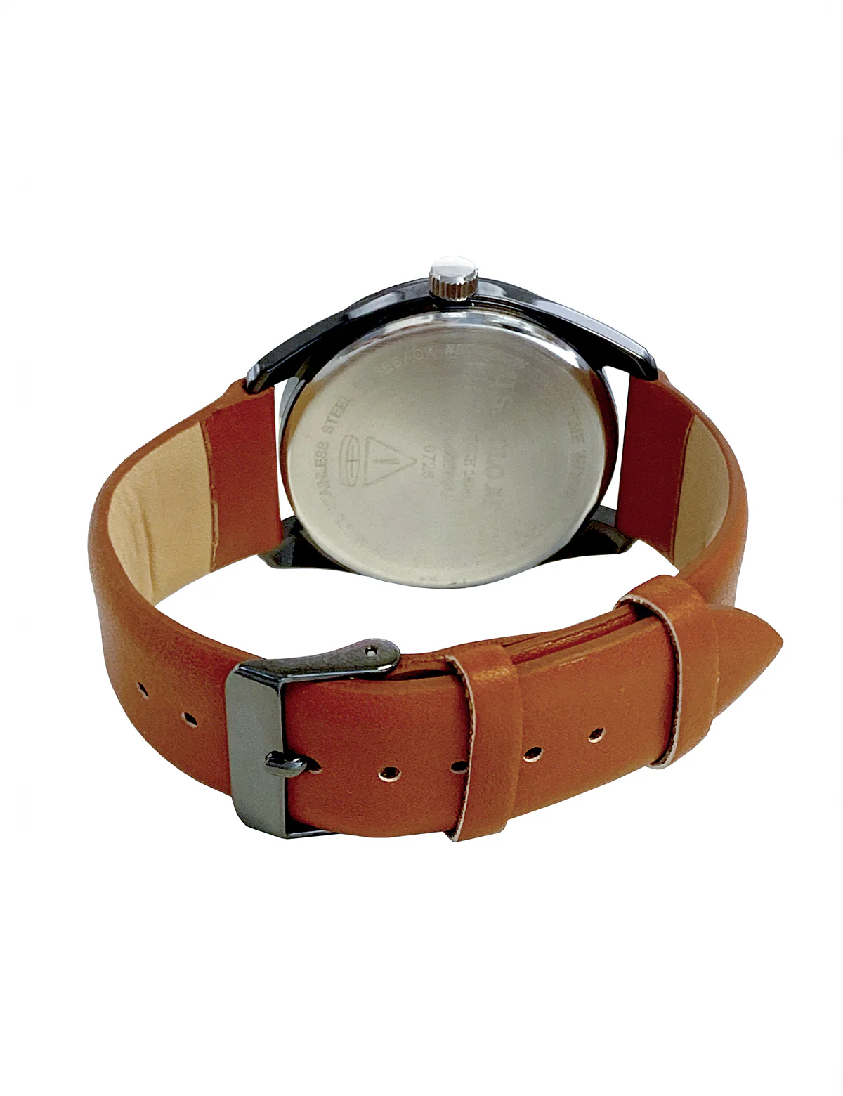 MENS BROWN STRAP WATCH WITH NAVY FACE - Image 4