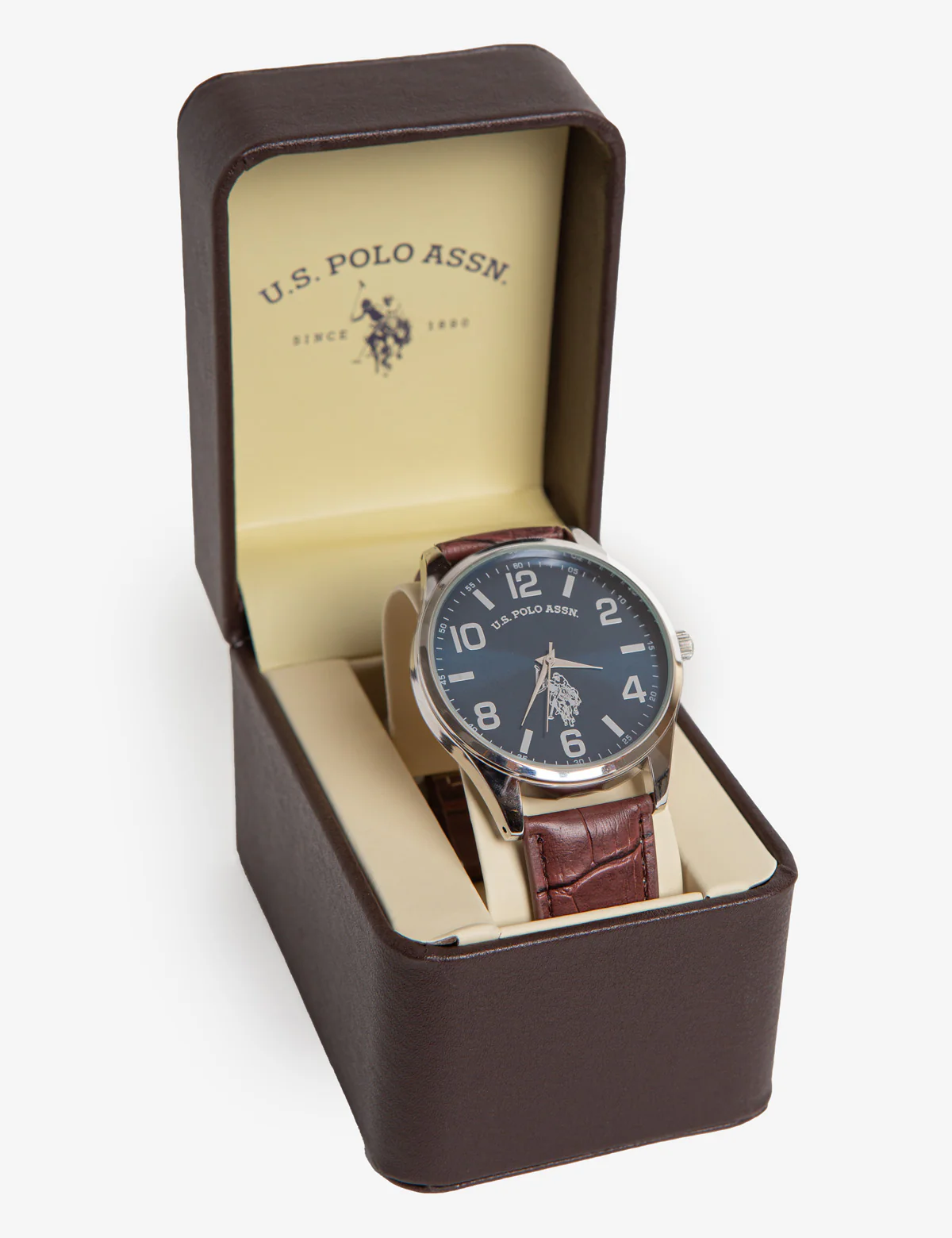 MEN'S BROWN STRAP WATCH WITH BLUE DIAL - Image 2