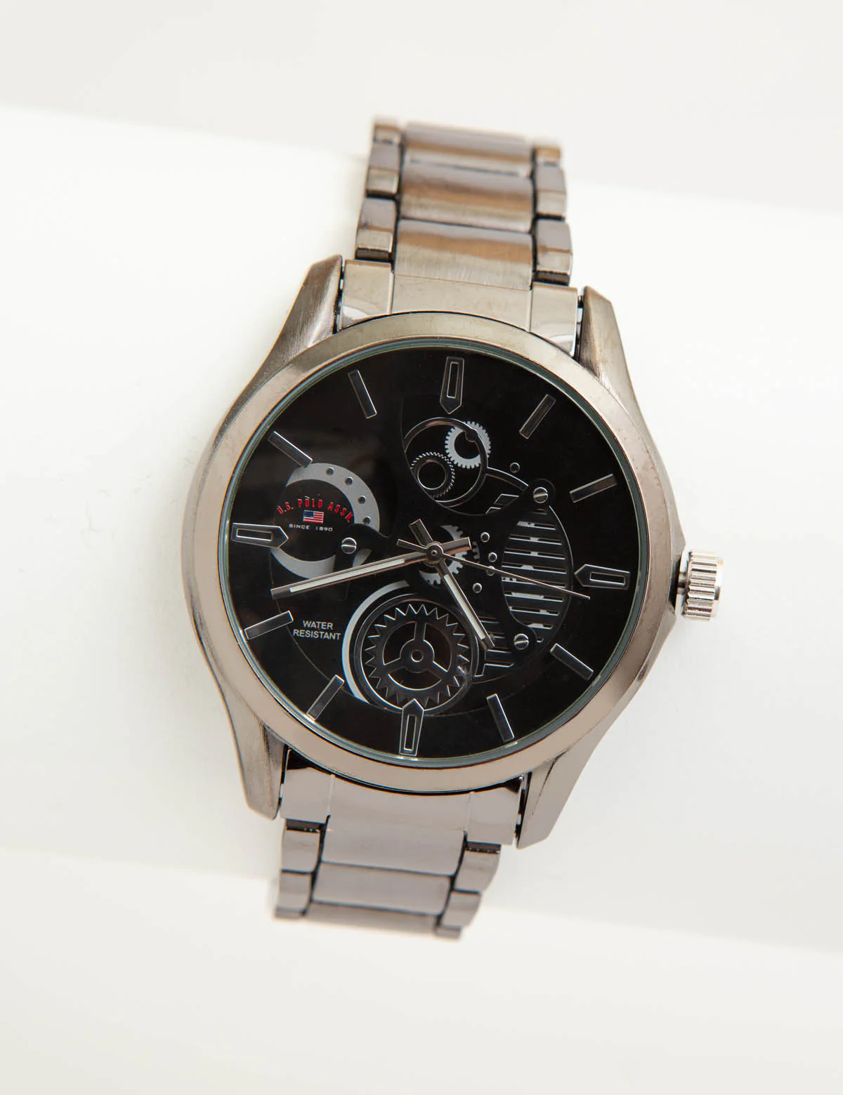 MEN'S GUNMETAL SKELETON DRESS WATCH