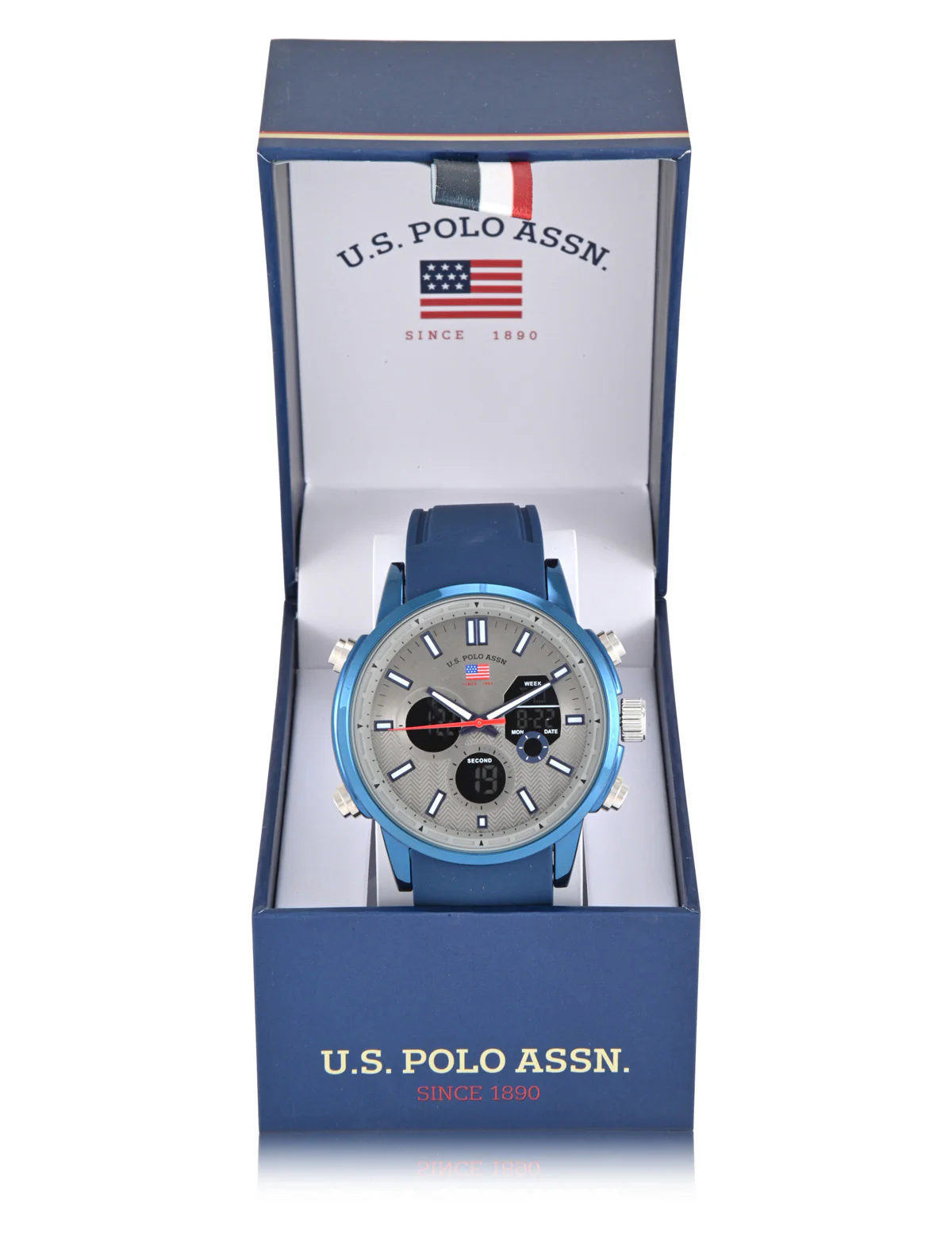 MENS NAVY STRAP ANADIGI WATCH WITH GREY FACE - Image 2