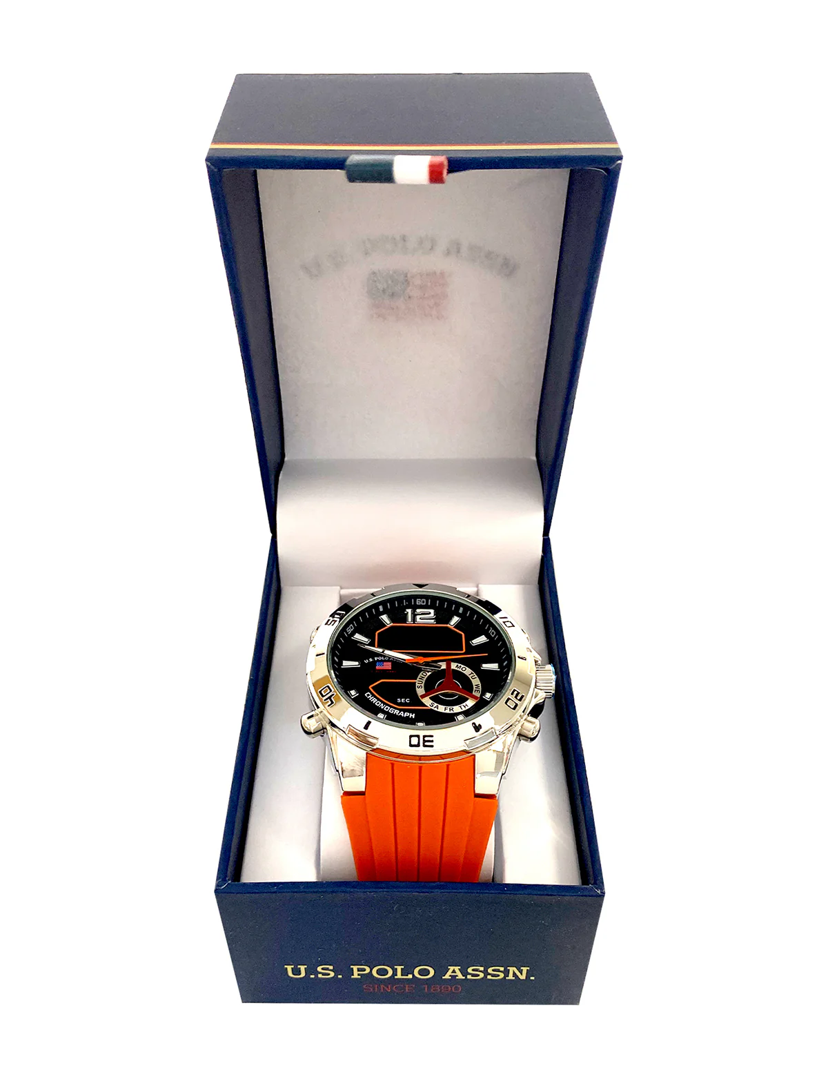 MENS ORANGE STRAP ANADIGI WATCH - Image 2