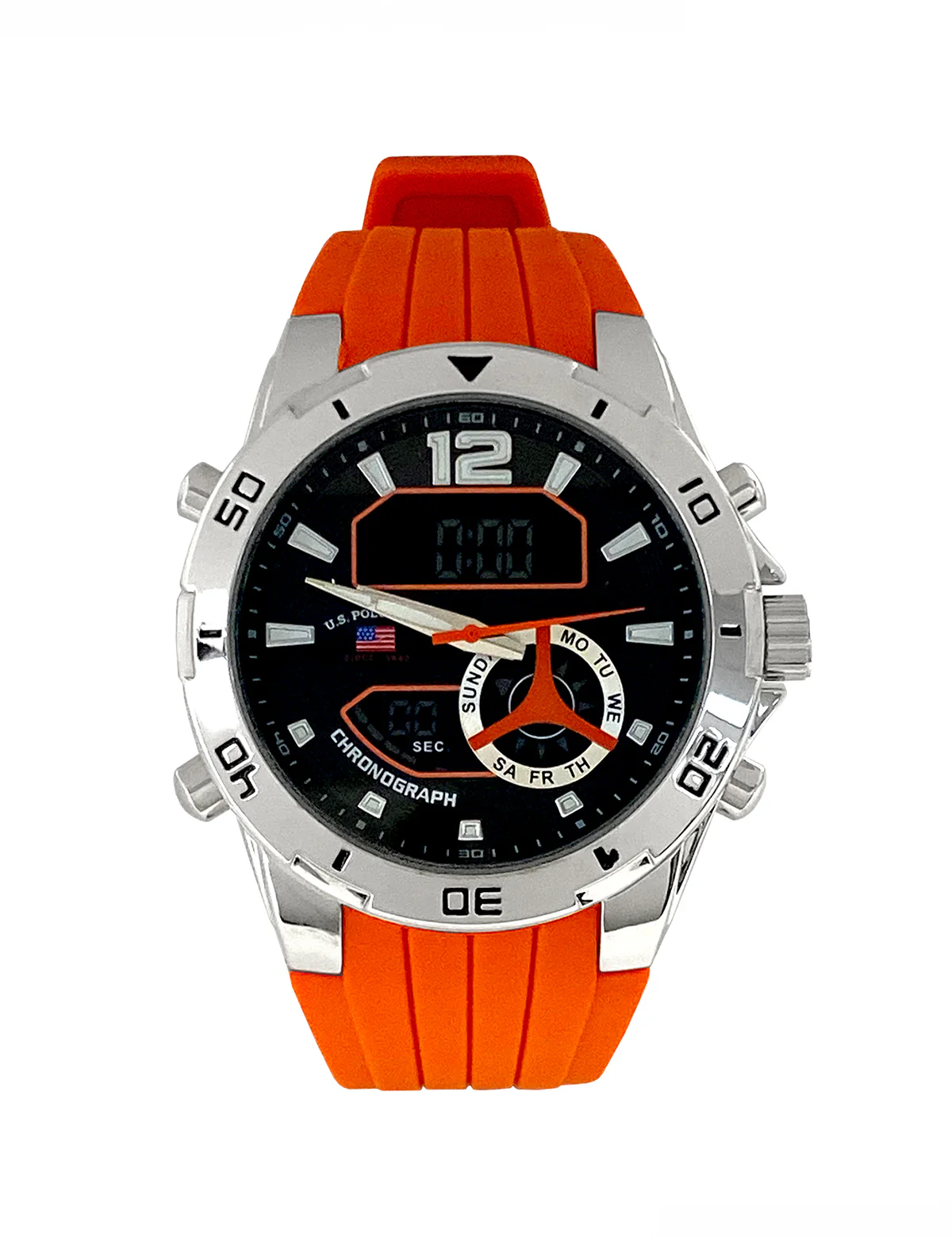 MENS ORANGE STRAP ANADIGI WATCH - Image 5