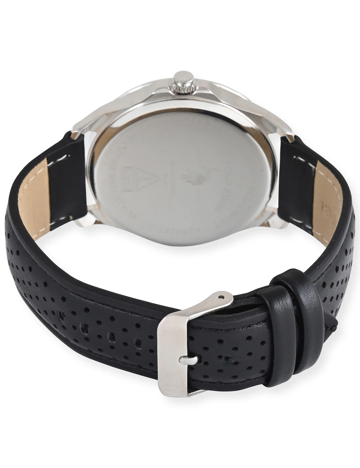 MENS PERFORATED BLACK STRAP ANALOG WATCH - Image 4