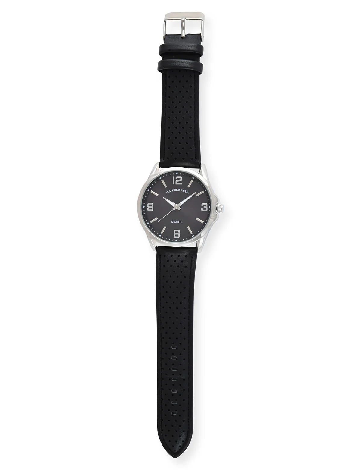MENS PERFORATED BLACK STRAP ANALOG WATCH - Image 5