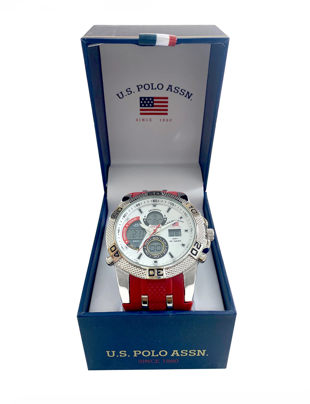 MENS RED STRAP ANADIGI WATCH - Image 2
