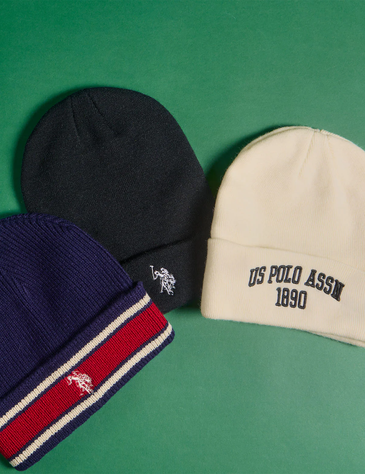 MENS RED WHITE AND BLUE STRIPE BEANIE - Image 2