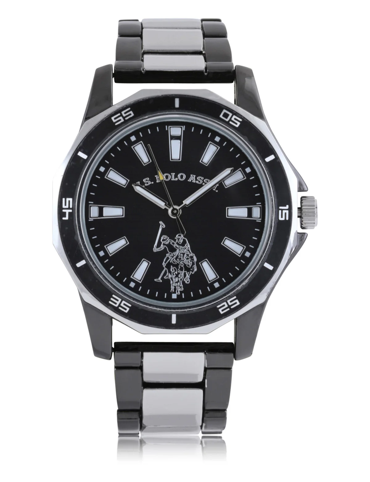 MEN'S SILVER AND BLACK LINK WATCH - Image 3