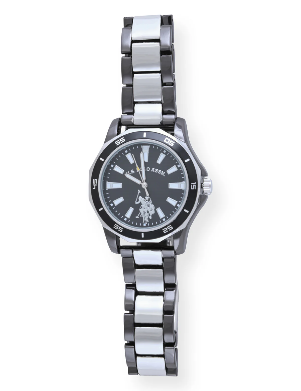 MEN'S SILVER AND BLACK LINK WATCH - Image 4