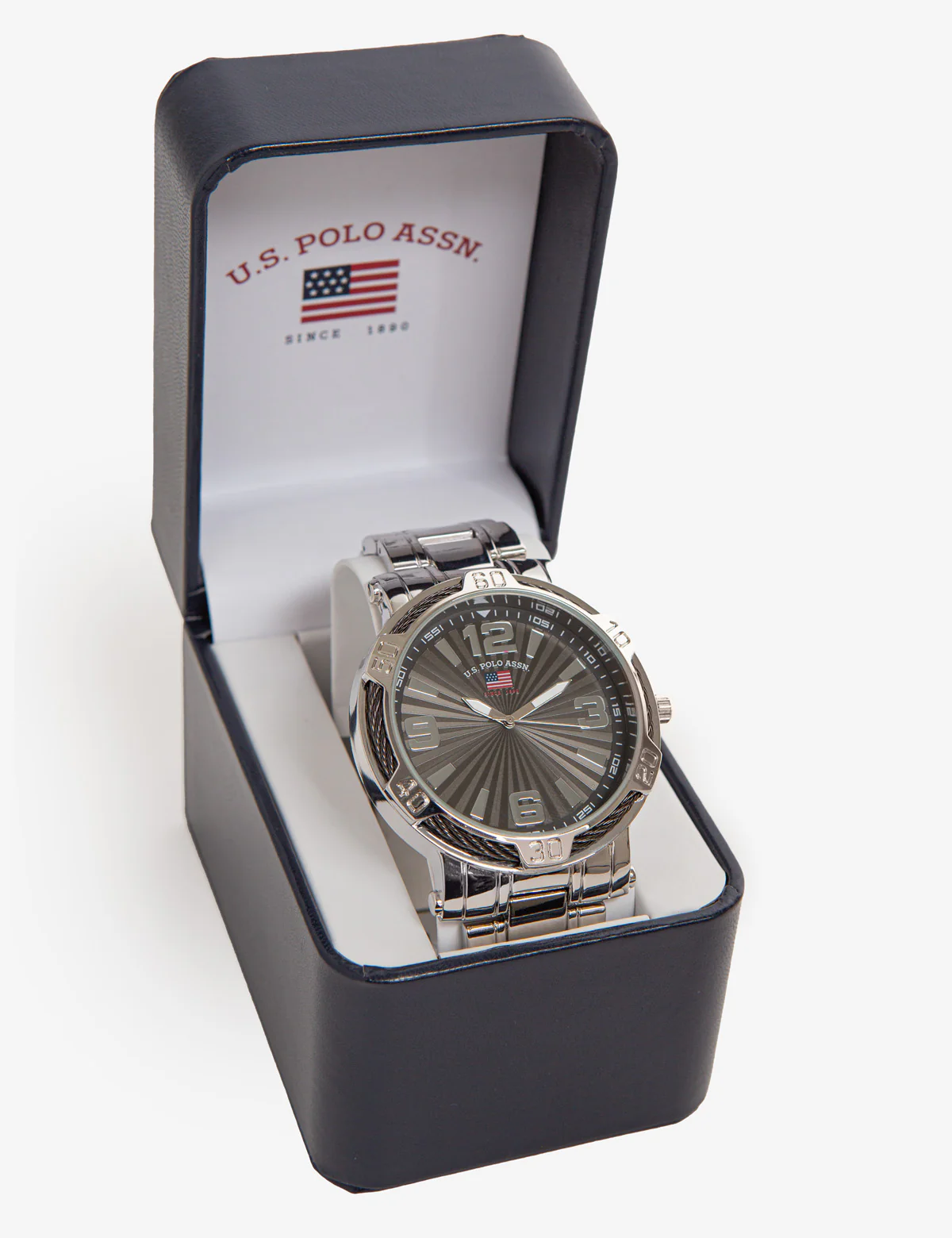 MEN'S SILVER BRACELET WATCH WITH BLACK DIAL - Image 2