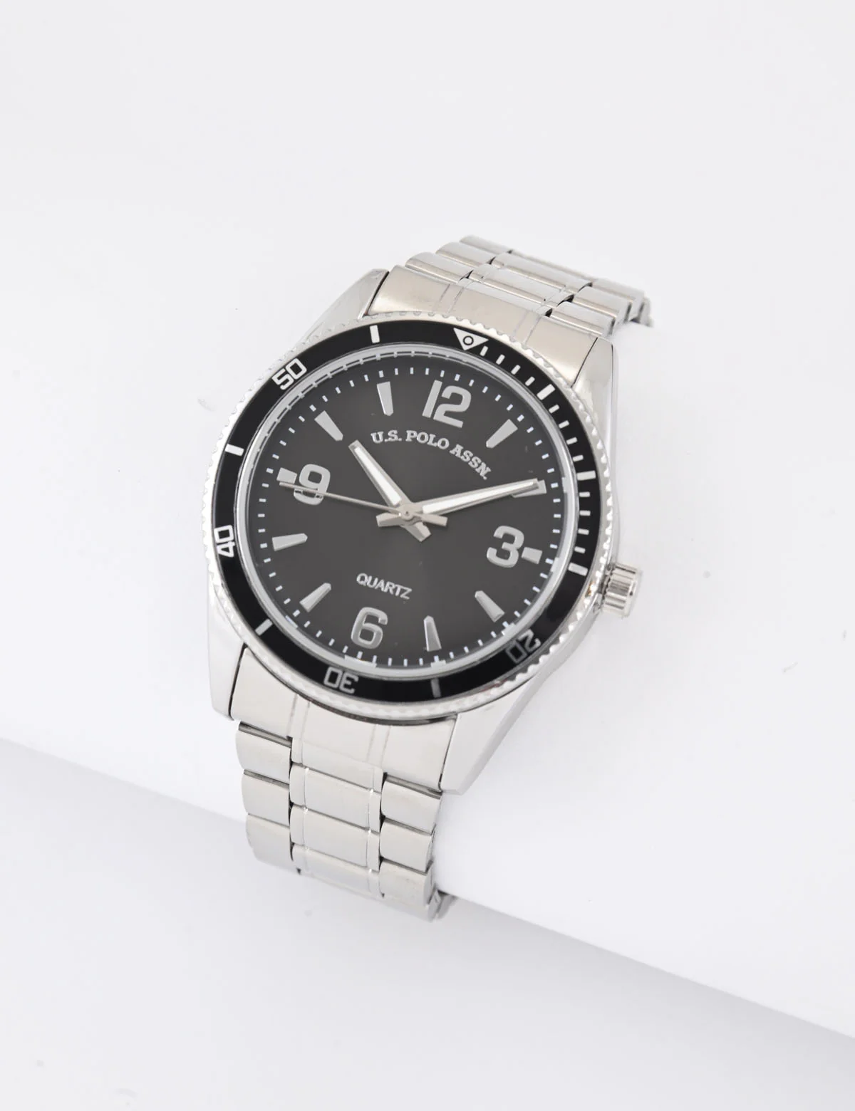 MENS SILVER LINK ANALOG WATCH
