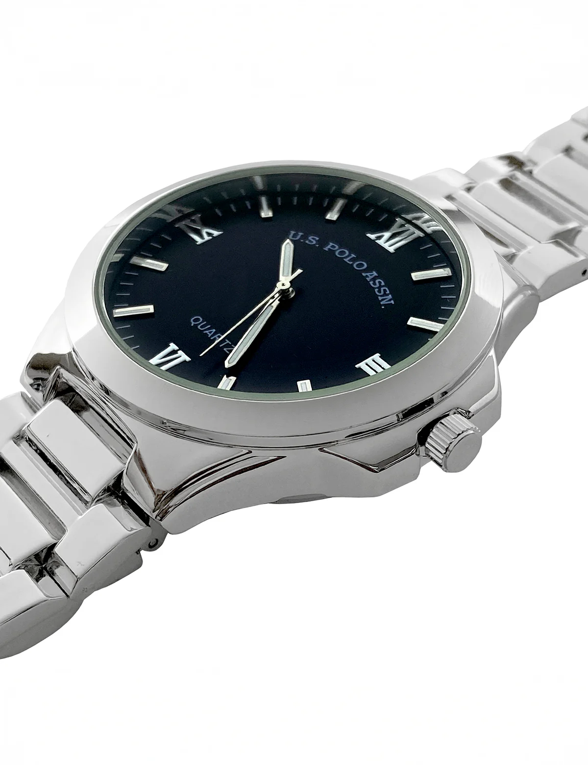 MENS SILVER LINK WATCH WITH BLUE FACE - Image 3