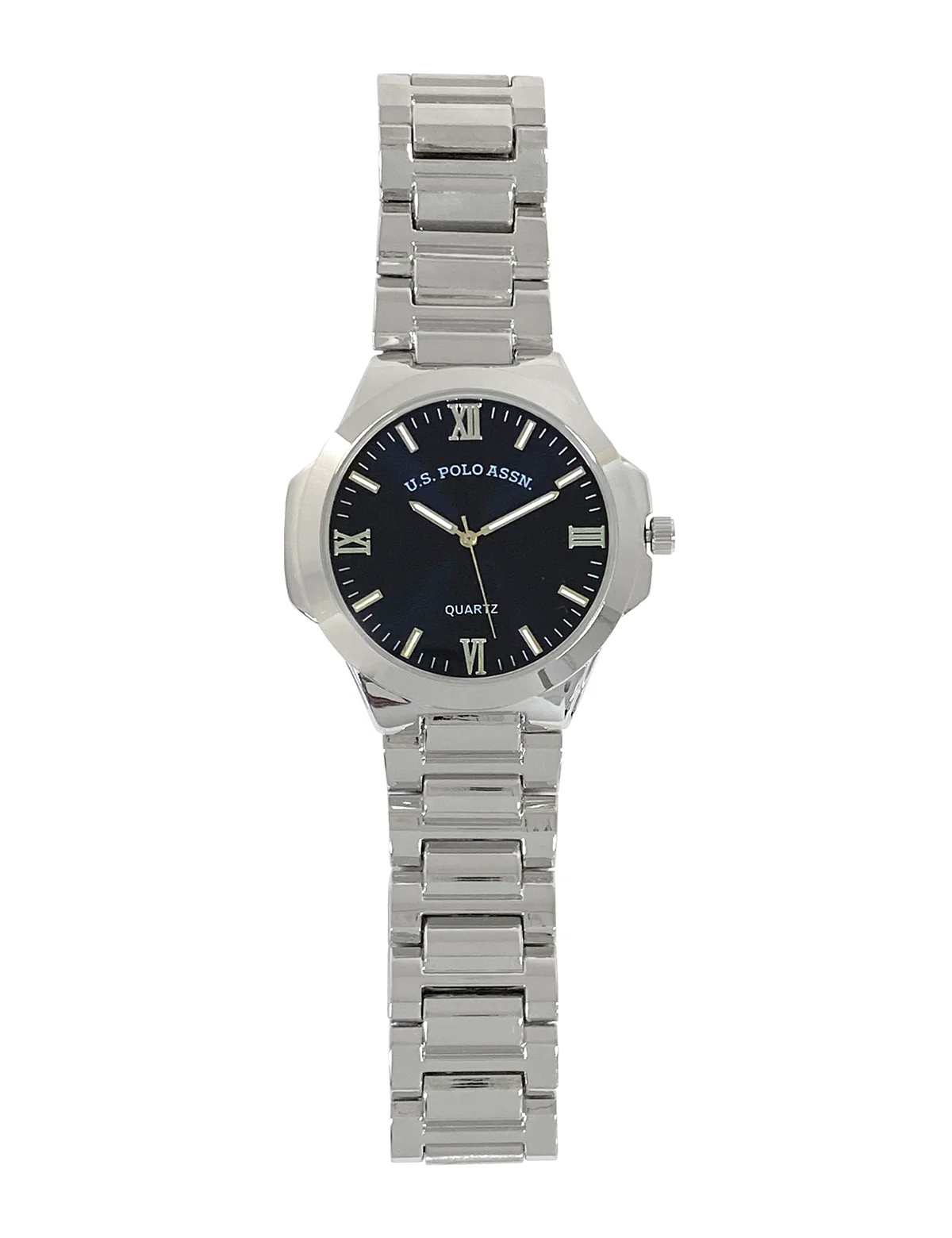 MENS SILVER LINK WATCH WITH BLUE FACE - Image 4