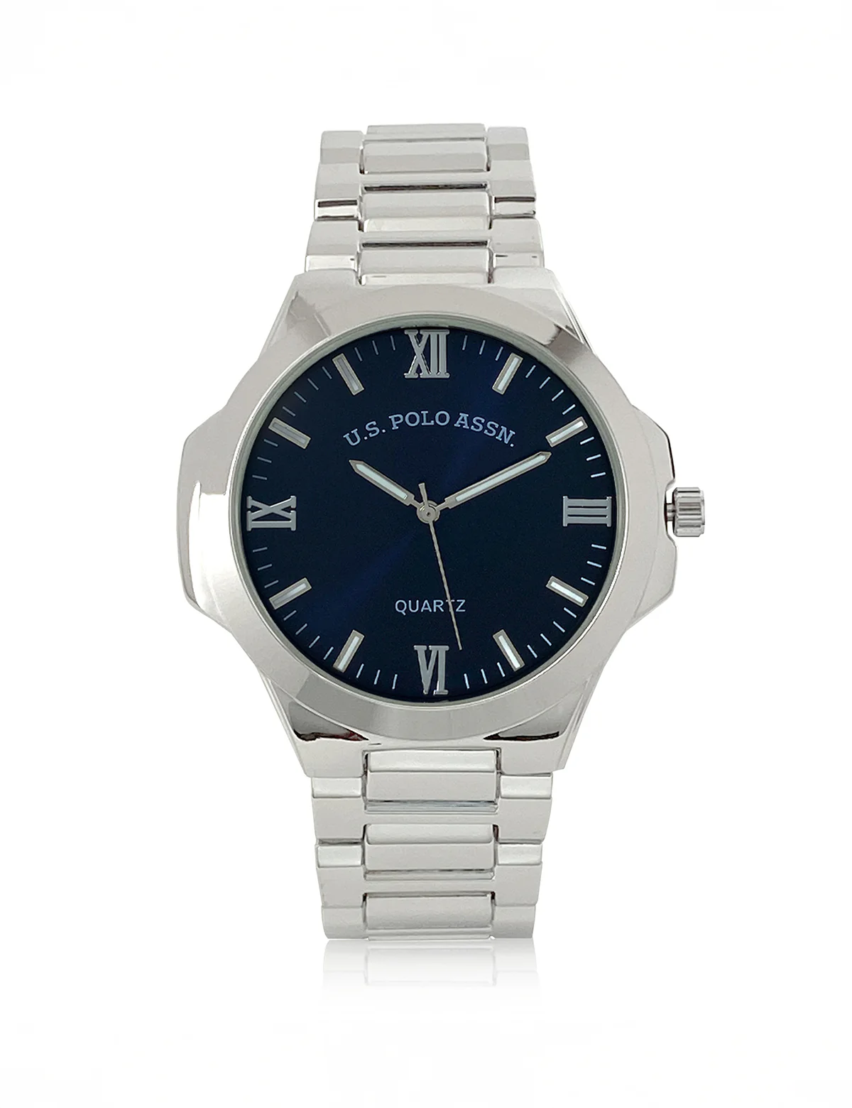 MENS SILVER LINK WATCH WITH BLUE FACE - Image 6