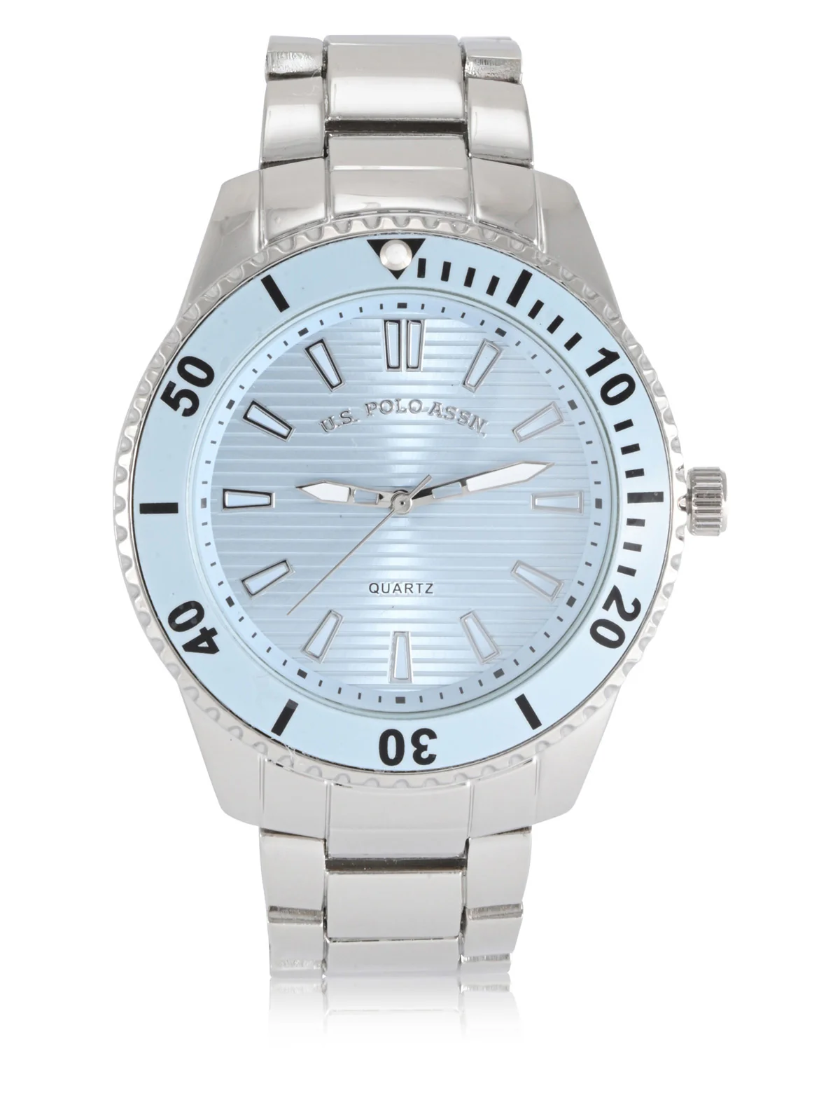 MENS SILVER LINK WATCH WITH BLUE FACE