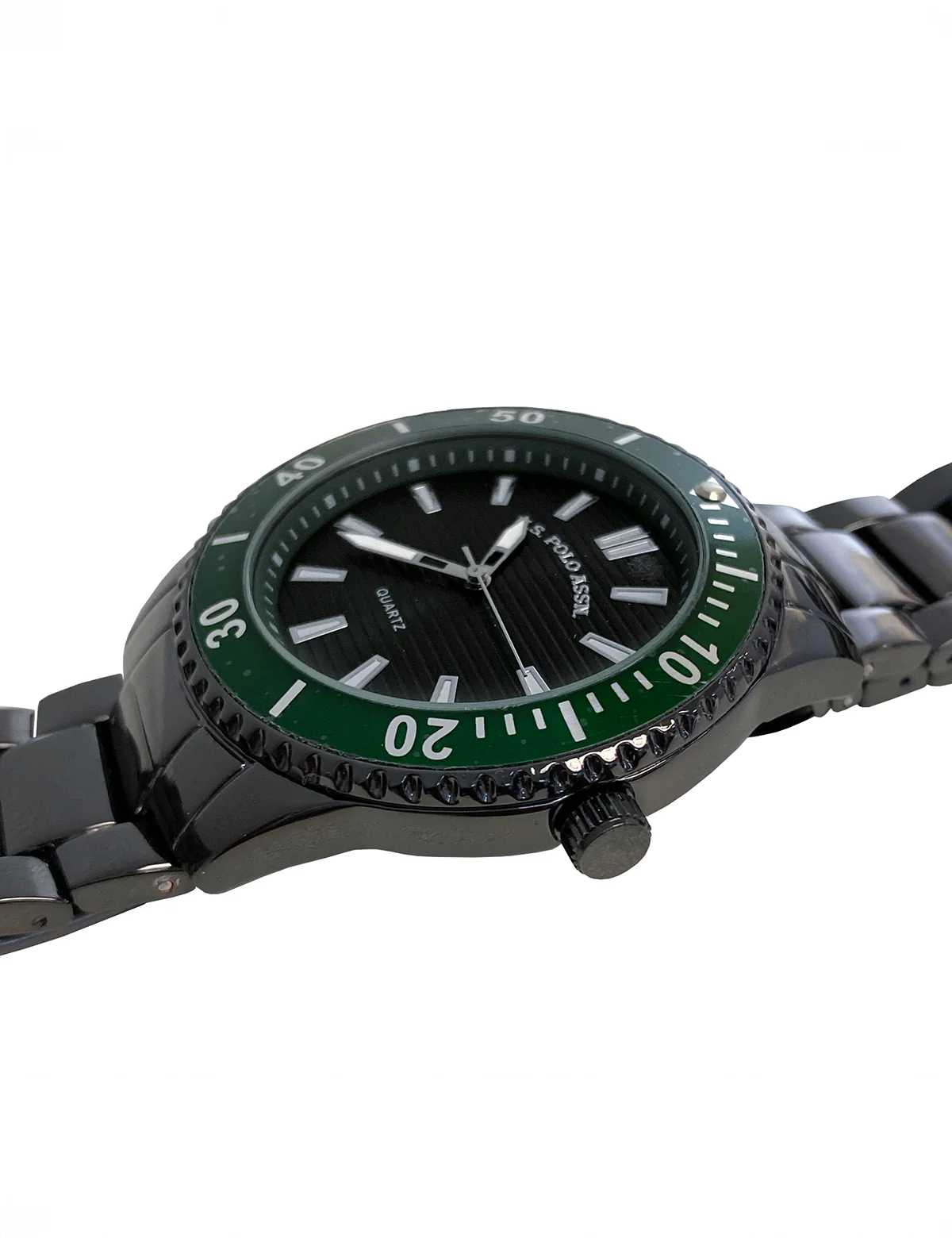 MENS SILVER LINK WATCH WITH GREEN FACE - Image 3