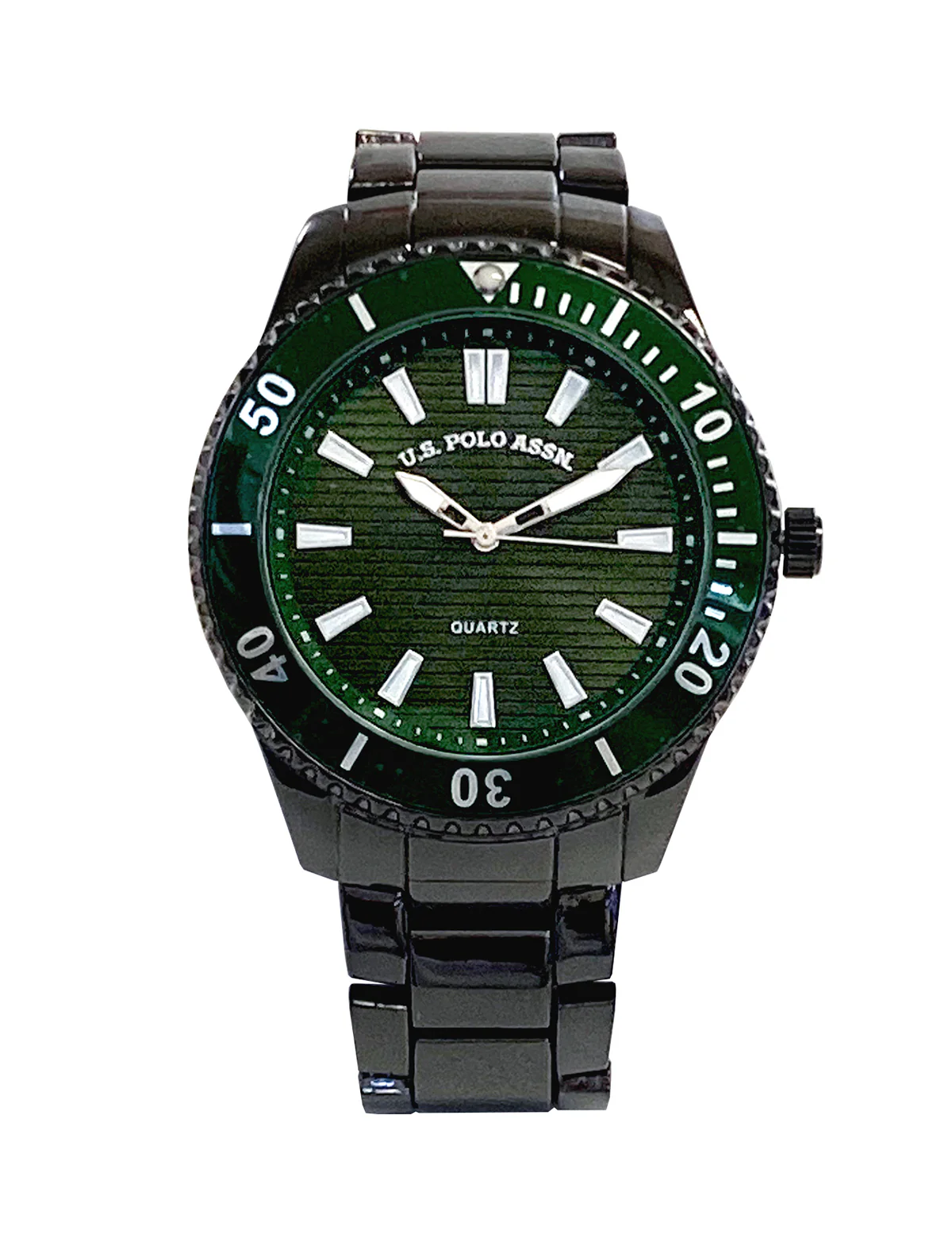 MENS SILVER LINK WATCH WITH GREEN FACE - Image 4