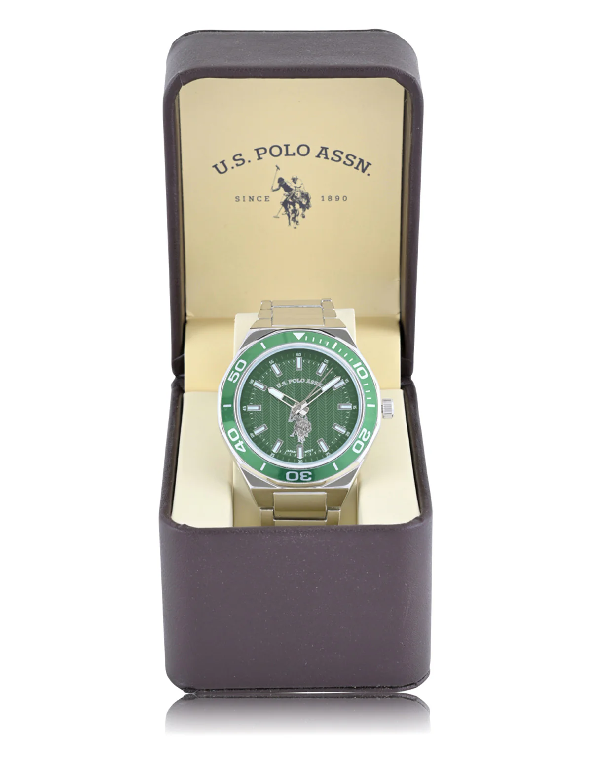 MEN'S SILVER LINK WITH GREEN DIAL ANALOG WATCH - Image 2