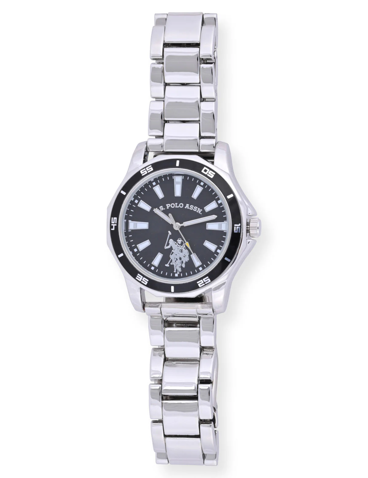 MEN'S SILVERTONE BLACK ACCENT SPORT BEZEL WATCH - Image 3