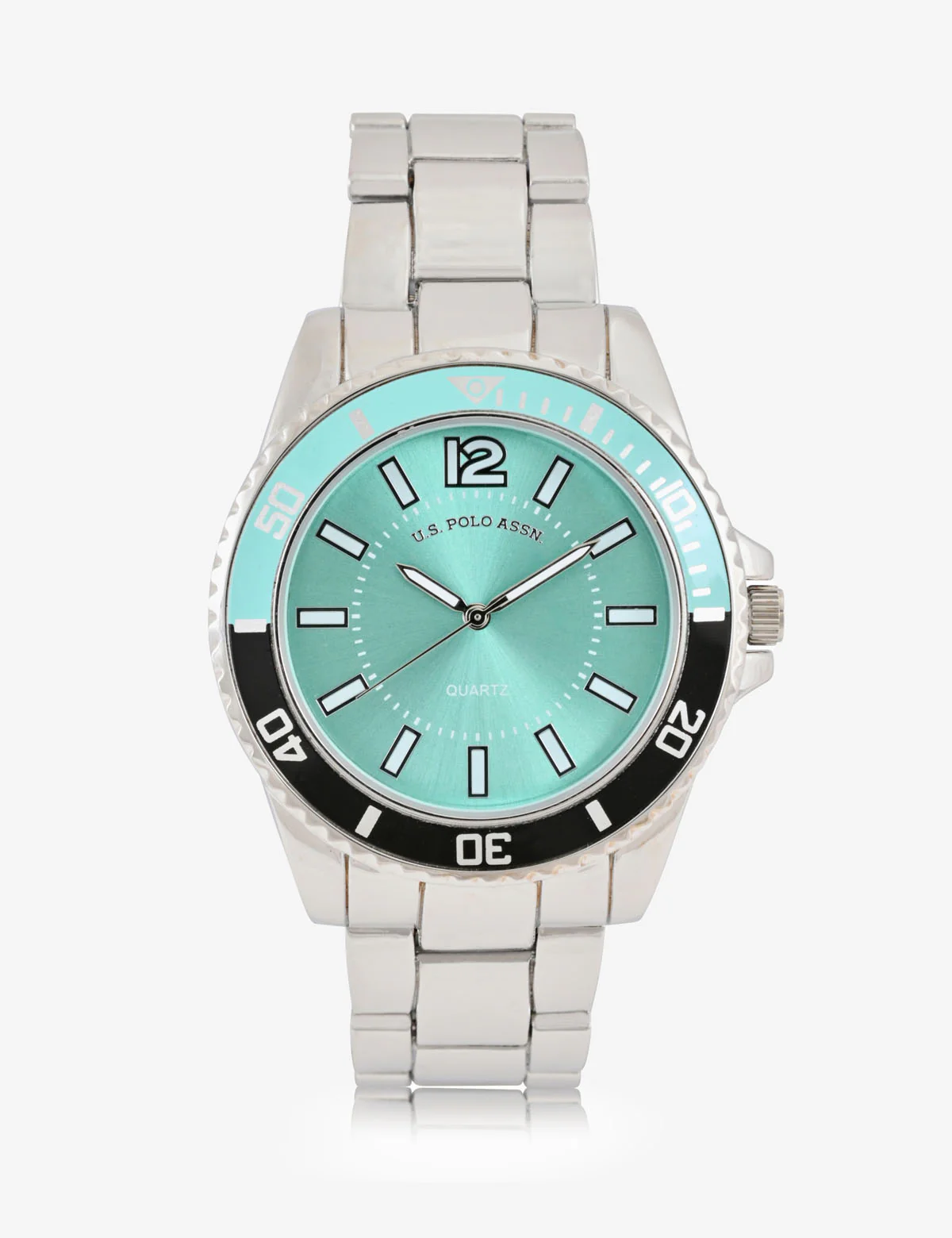 MEN'S SILVERTONE W TEAL ANALOG WATCH - Image 2