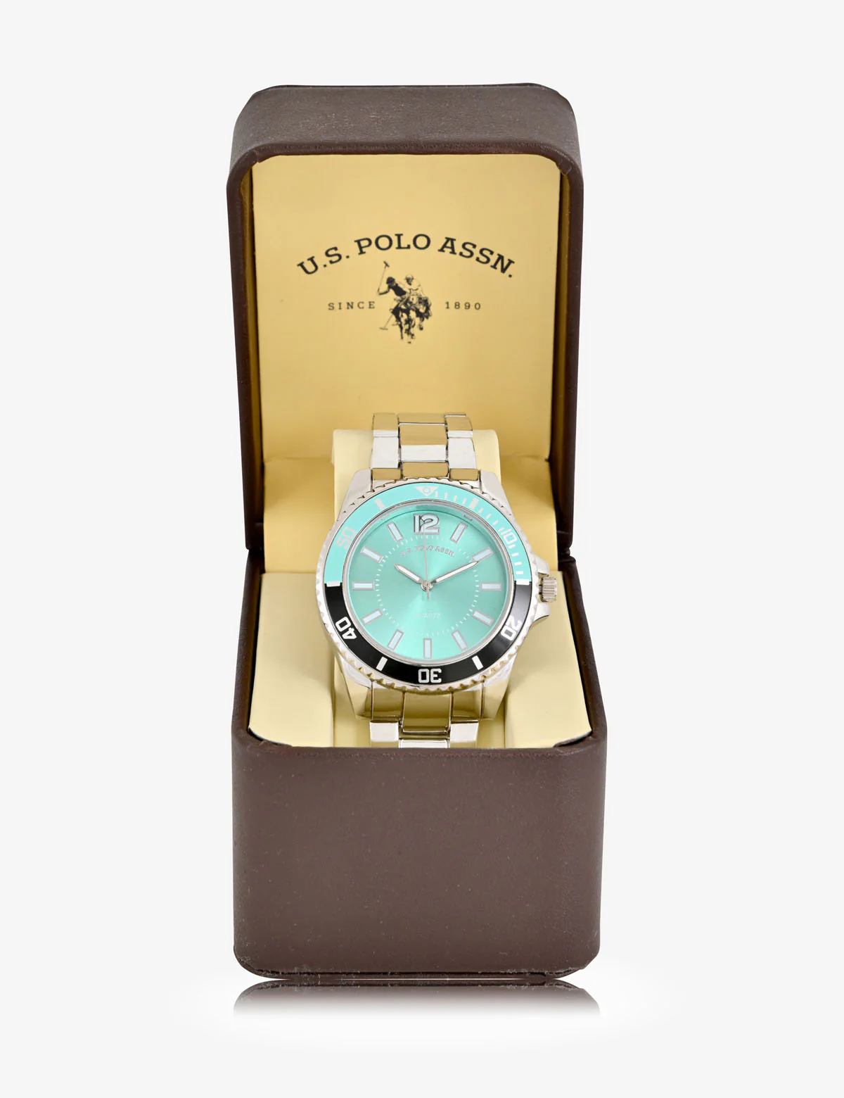 MEN'S SILVERTONE W TEAL ANALOG WATCH - Image 3