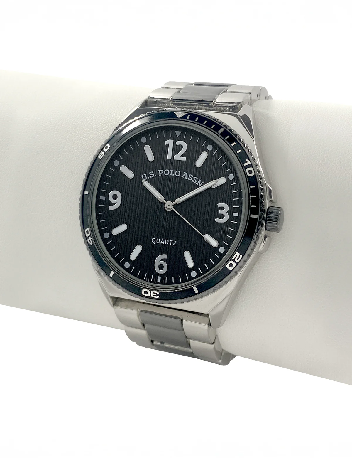 MENS TT SILVER AND BLACK ANALOG WATCH