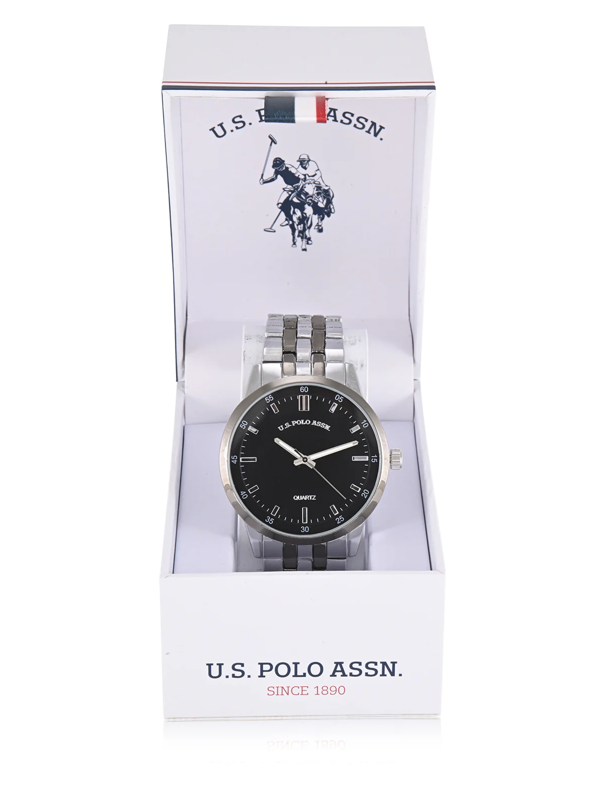 MENS TWO TONE SILVER AND GUNMETAL ANALOG LINK WATCH - Image 2