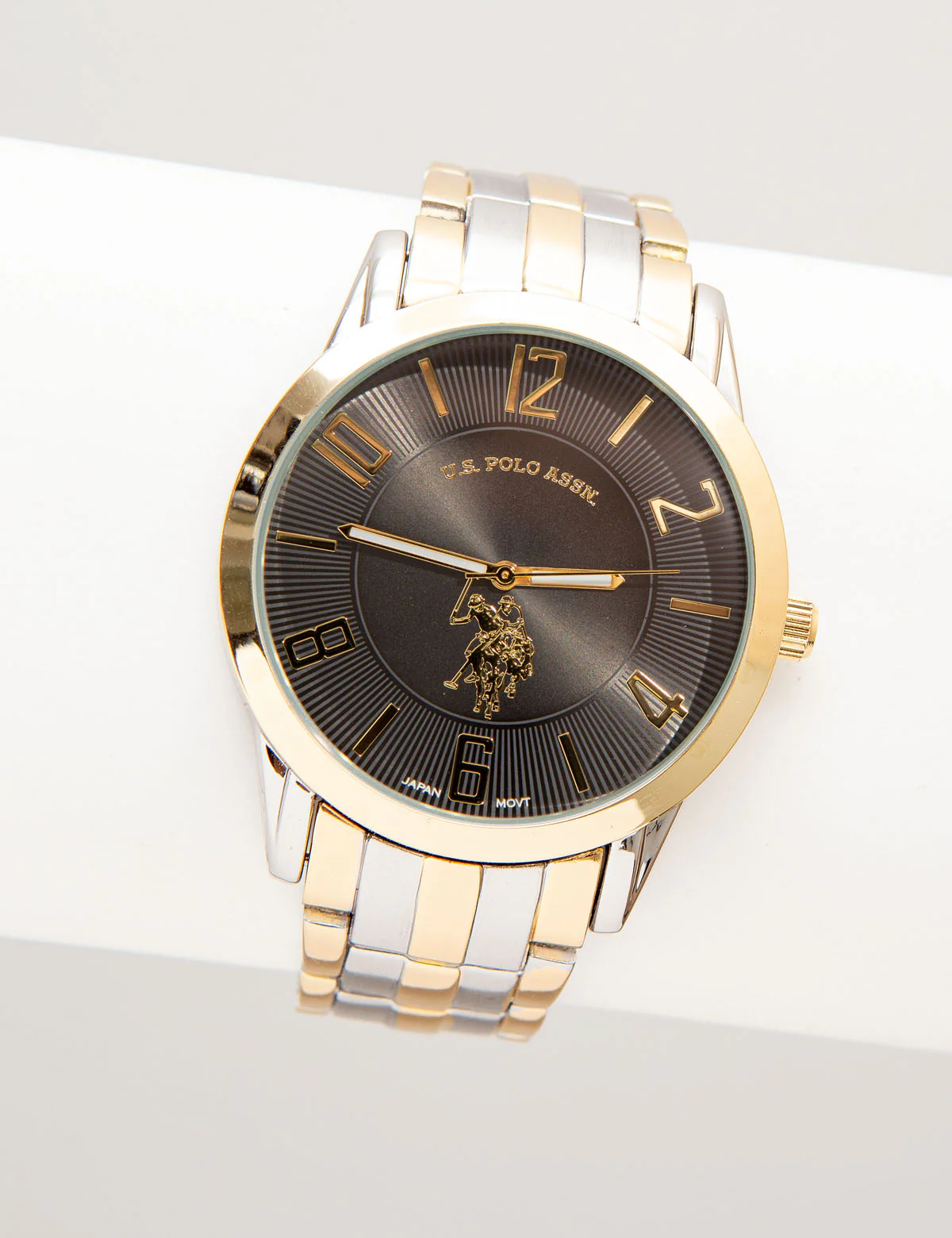 MEN'S TWO TONE BRACELET WATCH WITH GREY DIAL