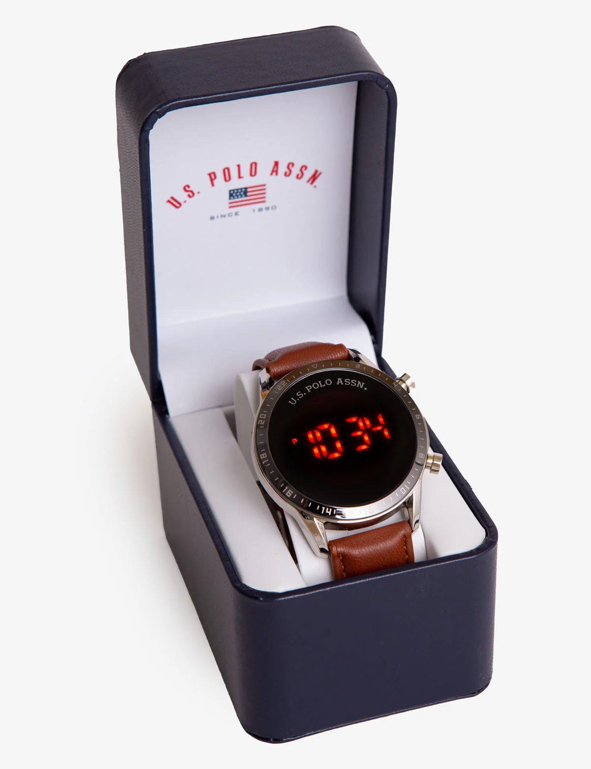 MEN'S USPA BROWN STRAP LED WATCH - Image 2
