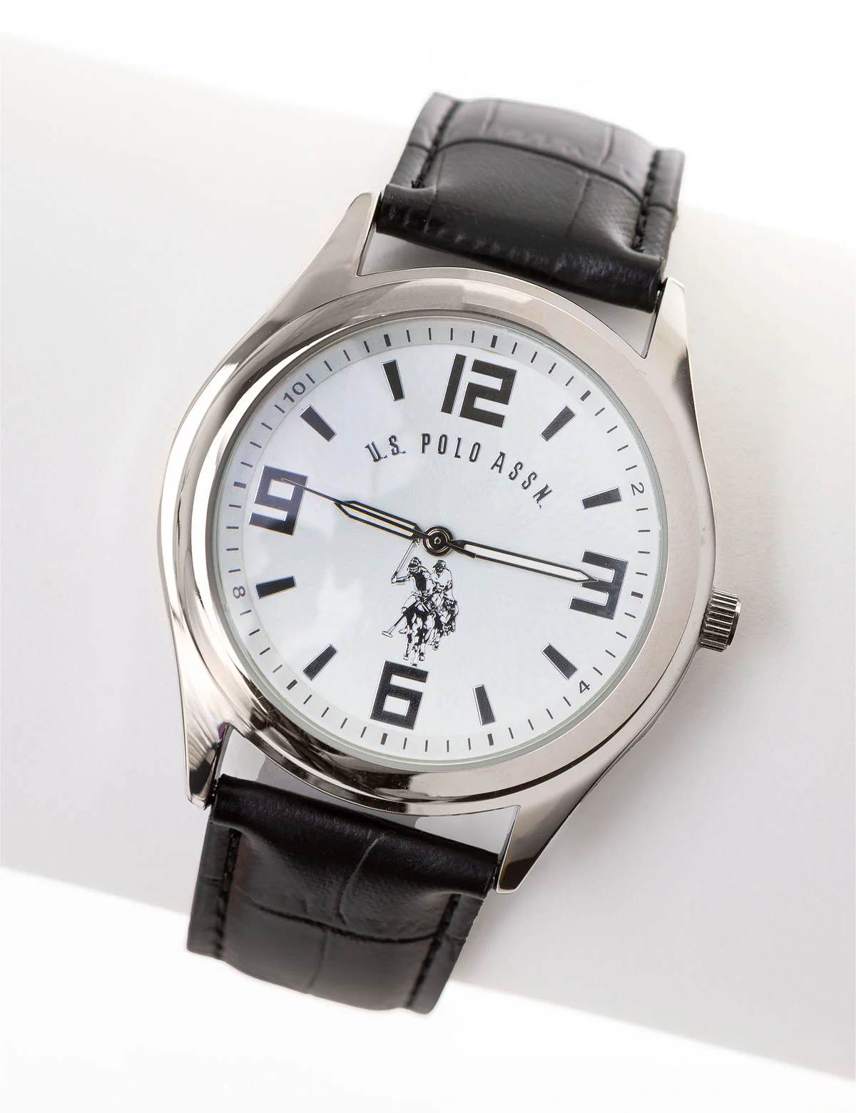 MEN'S CROCODILE STRAP WITH SILVER CASE WATCH