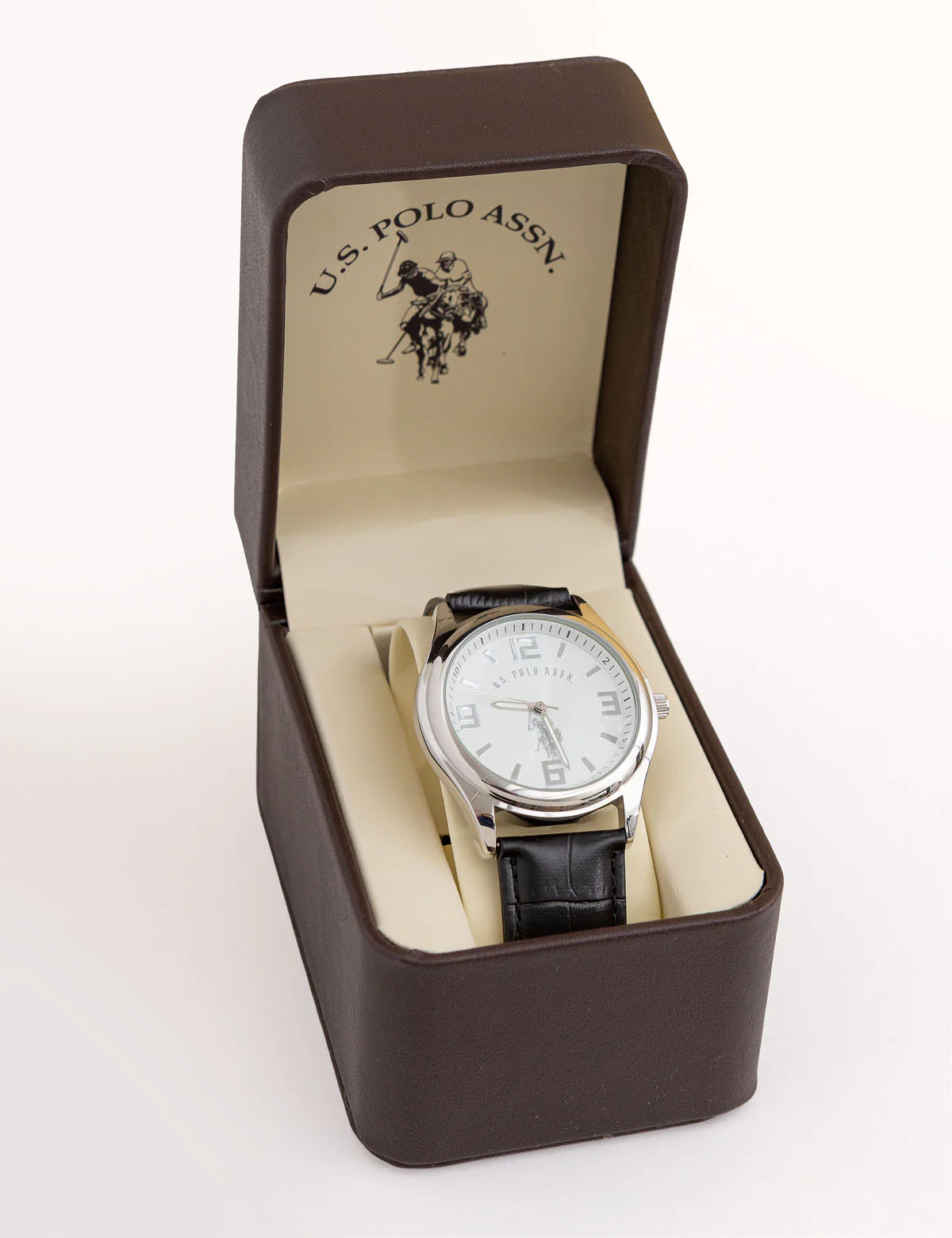 MEN'S CROCODILE STRAP WITH SILVER CASE WATCH - Image 2