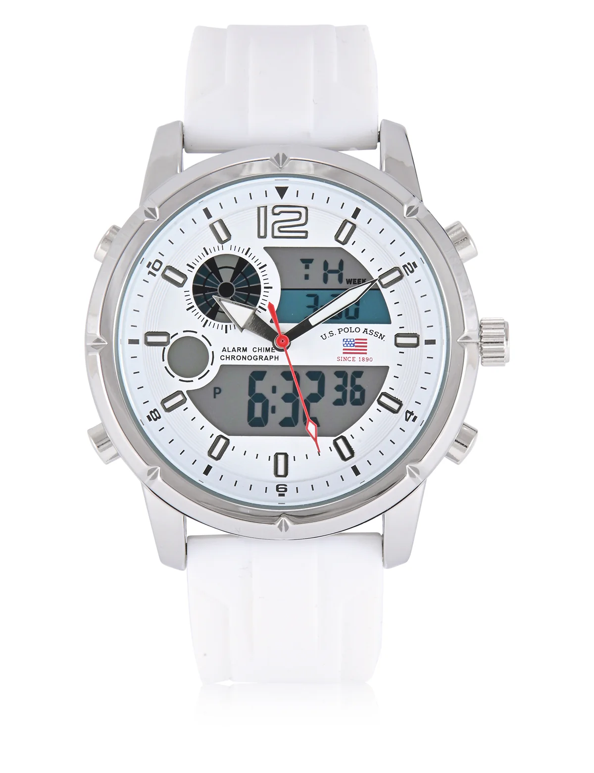 MENS WHITE STRAP ANADIGI WATCH - Image 2