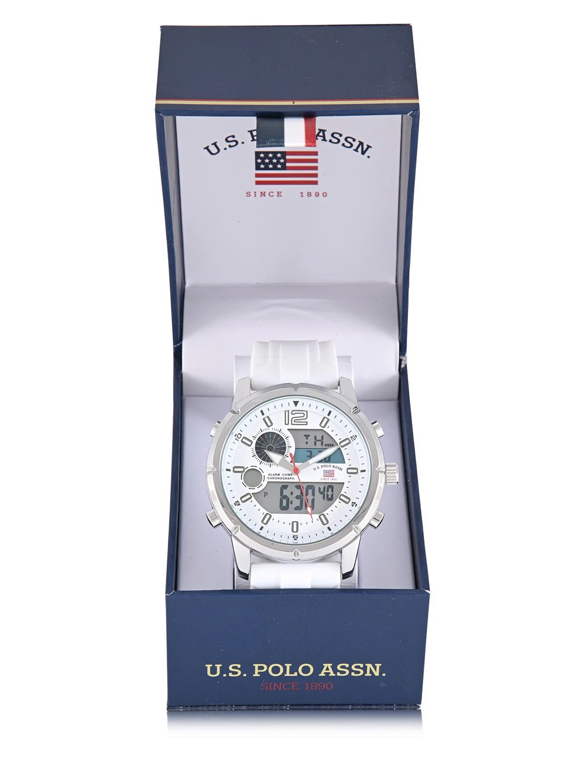MENS WHITE STRAP ANADIGI WATCH - Image 3