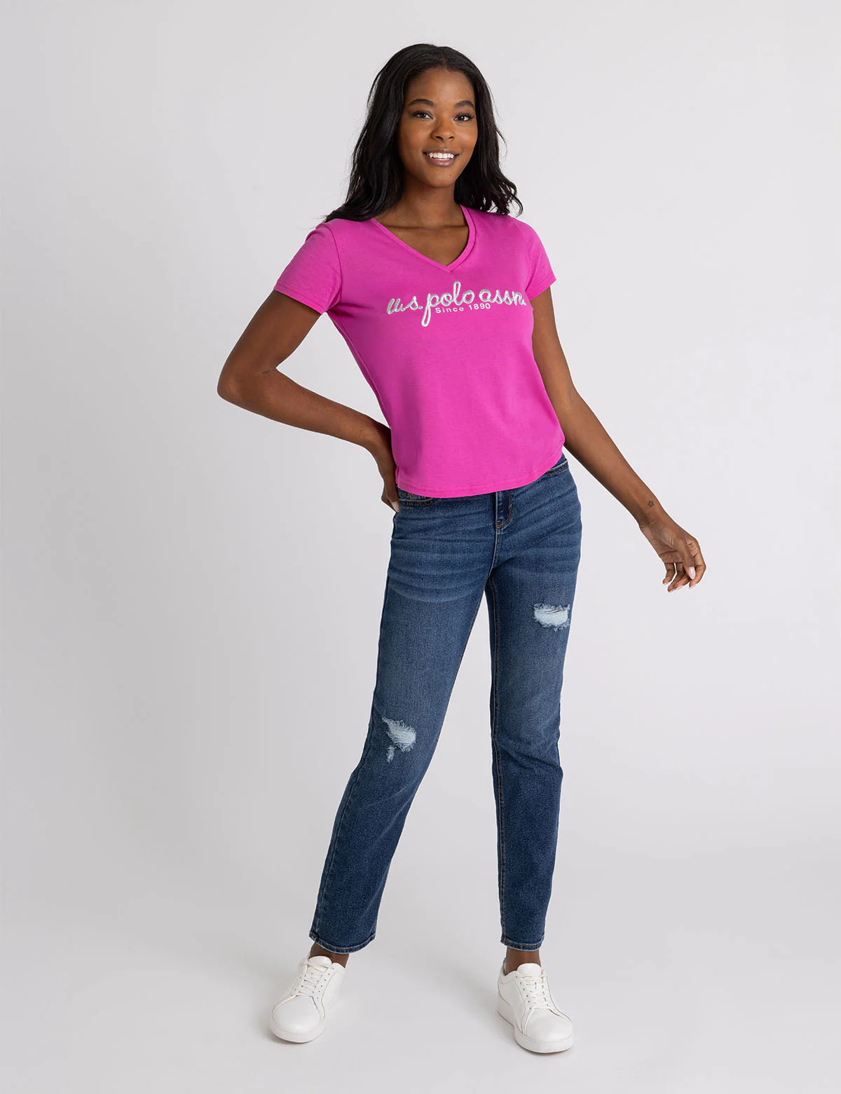 METALLIC SCRIPT V-NECK T-SHIRT - Image 7