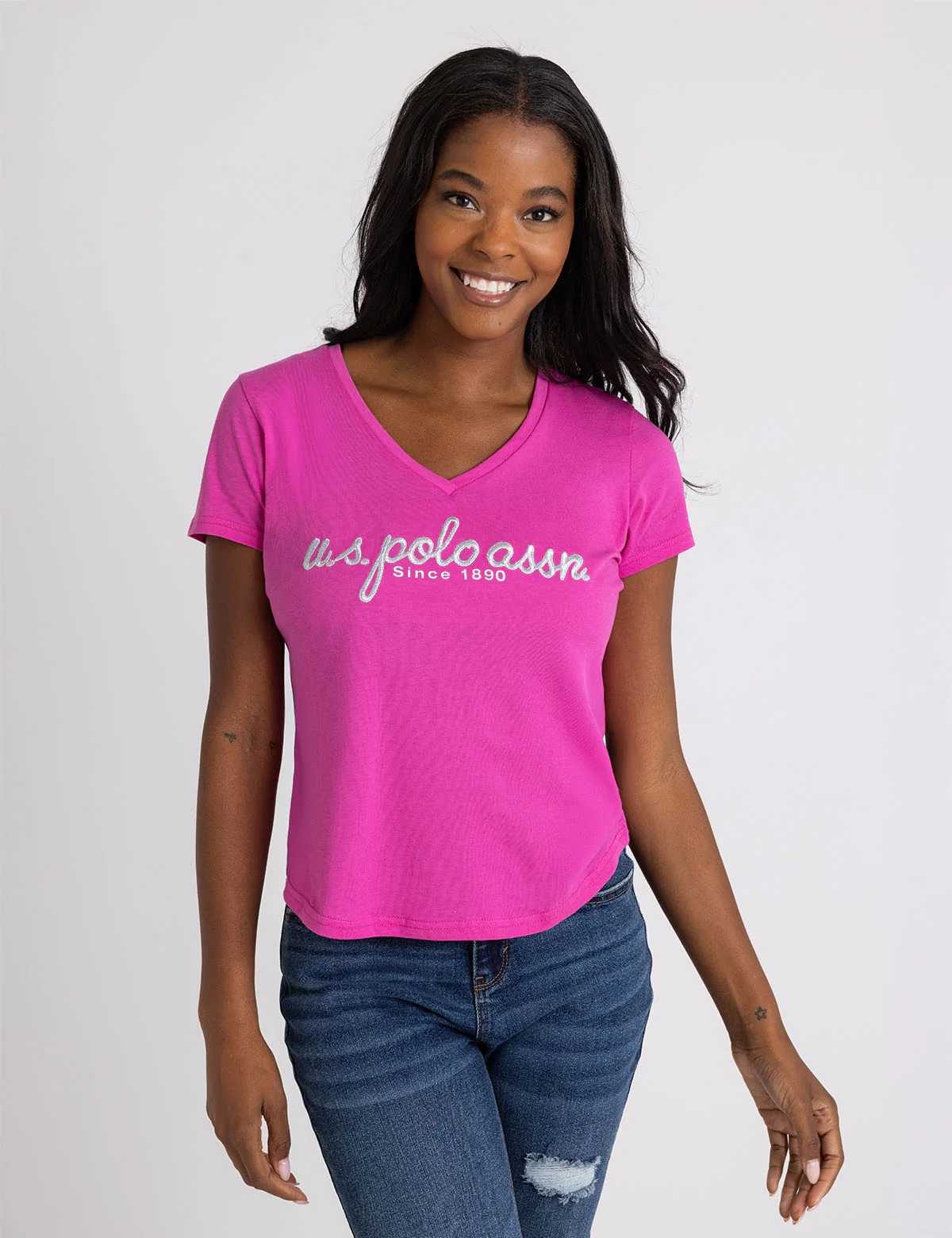 METALLIC SCRIPT V-NECK T-SHIRT - Image 8